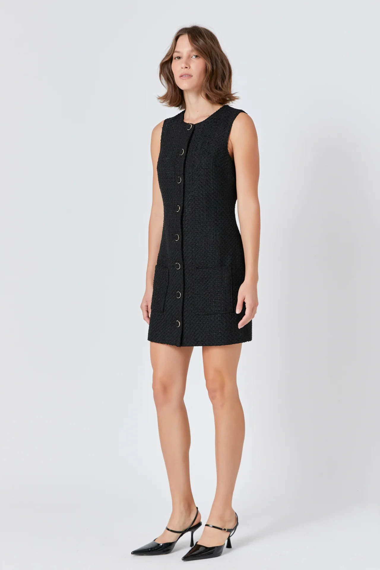 Sleeveless Tweed Mini Dress