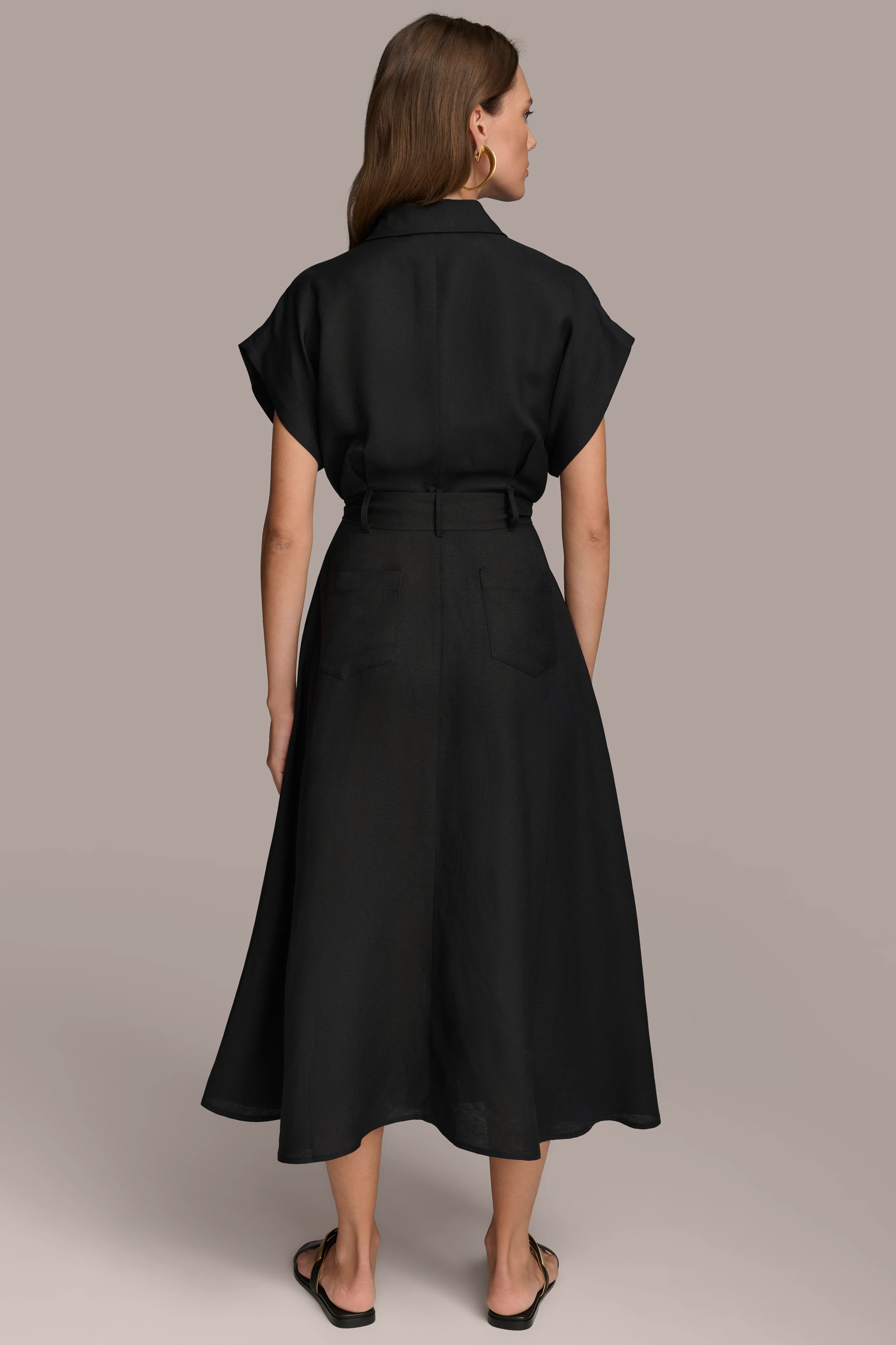 LINEN MIDI SHIRT DRESS