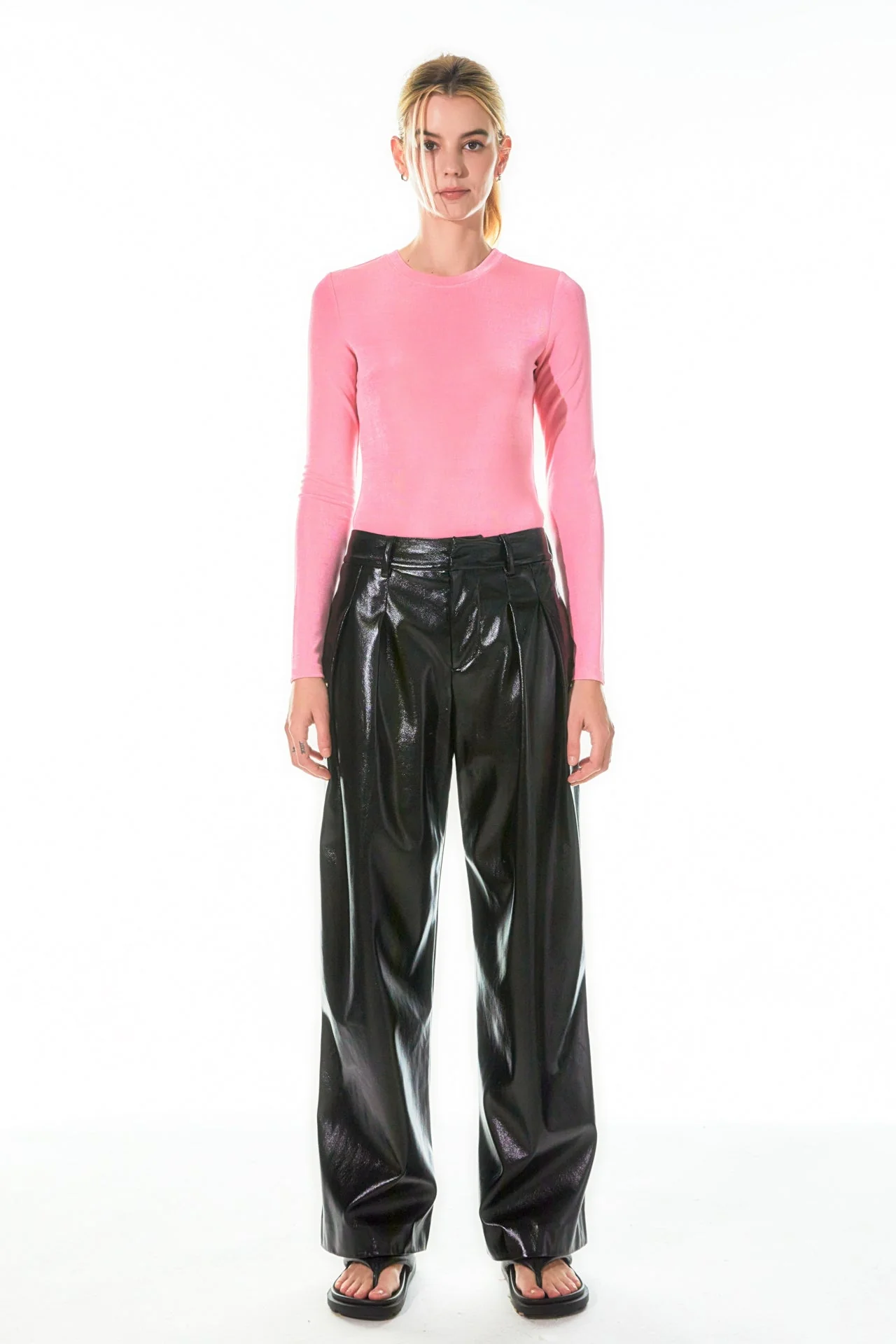 Pleated PU Pants