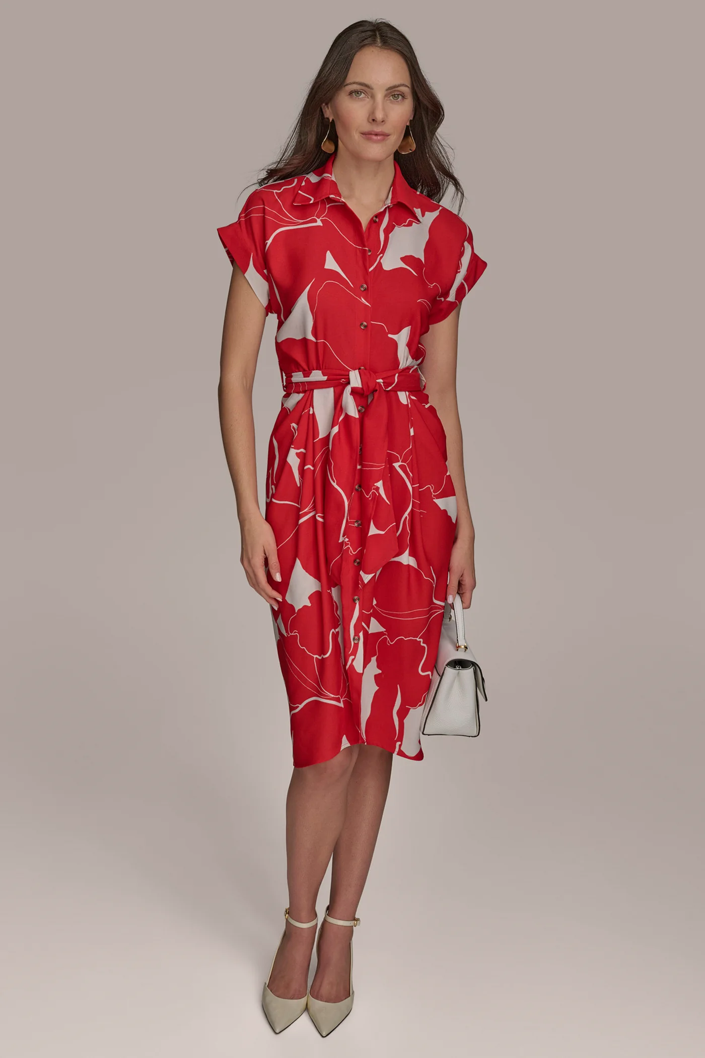 PRINTED CREPE SHIRT DRESS
