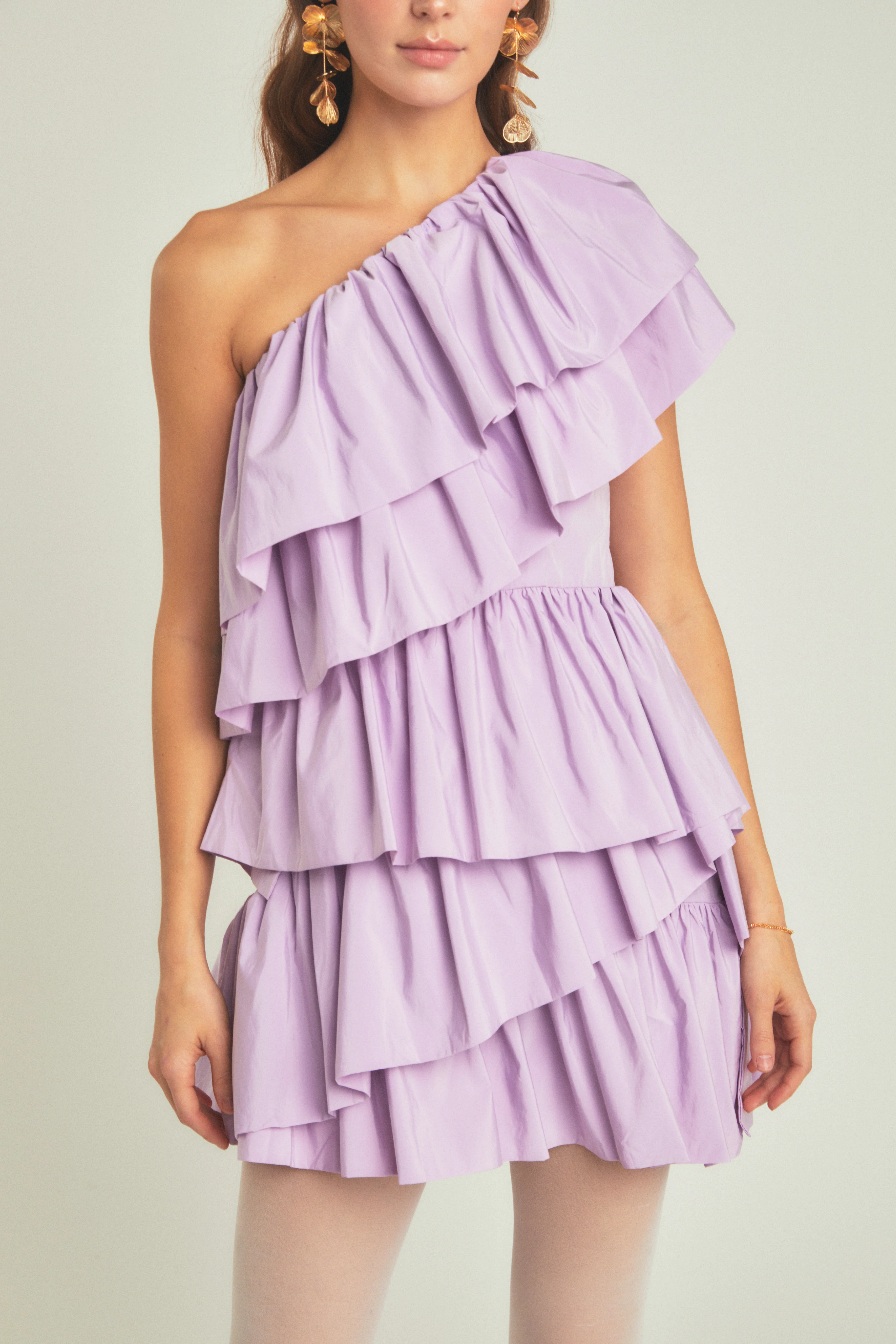 One-Shoulder Ruffled Mini Dress