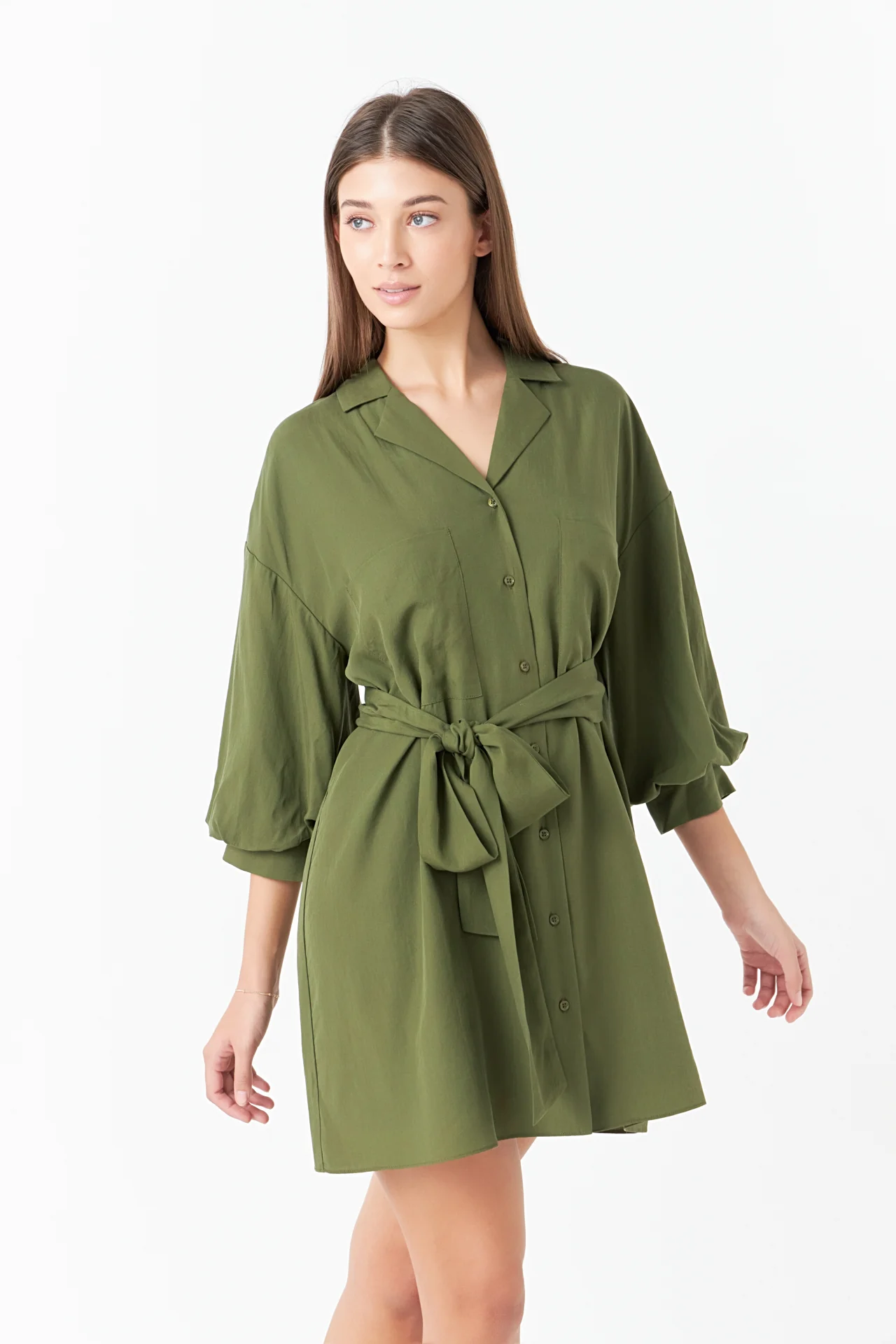 Belted Mini Shirt Dress