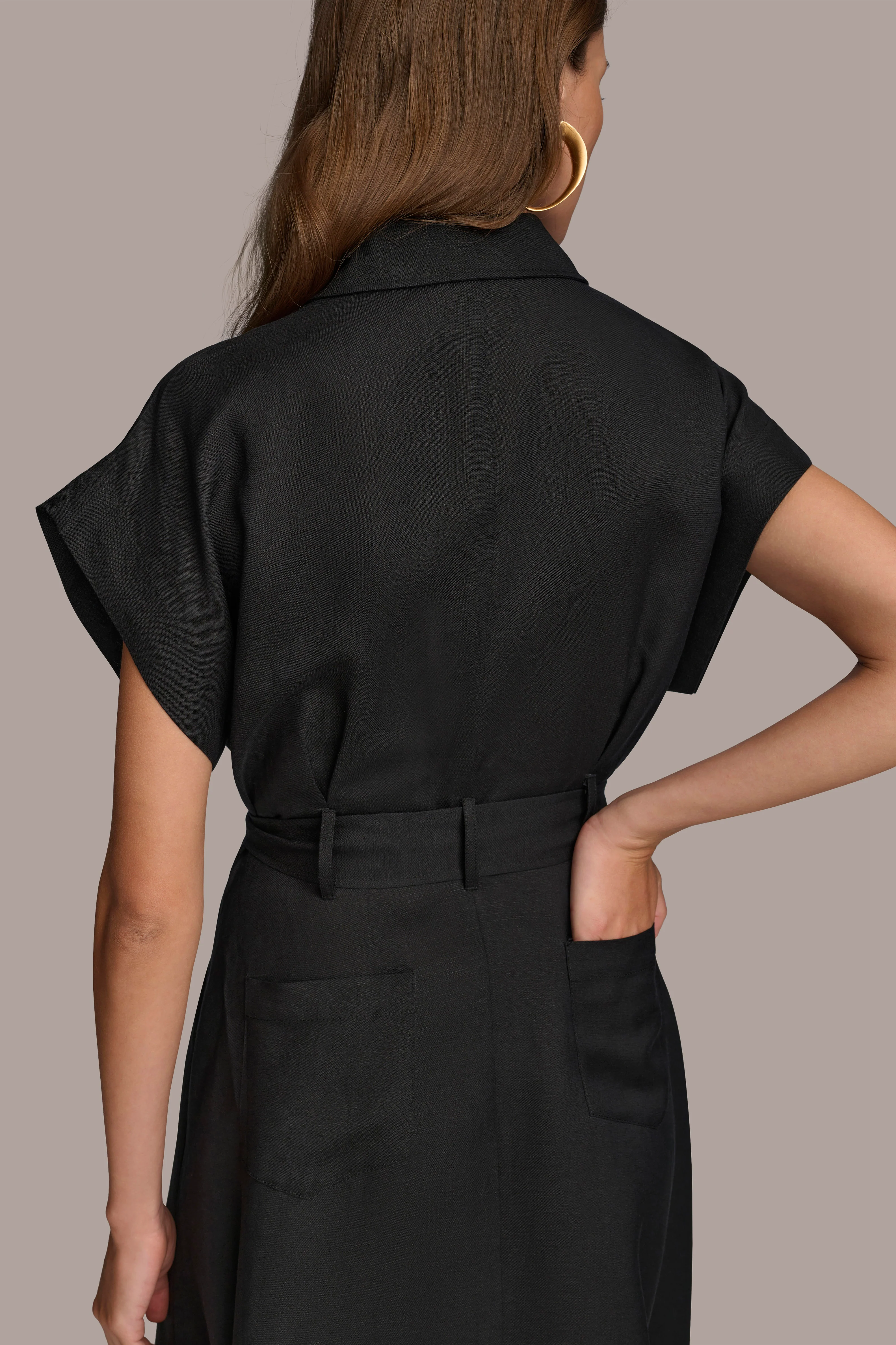 LINEN MIDI SHIRT DRESS