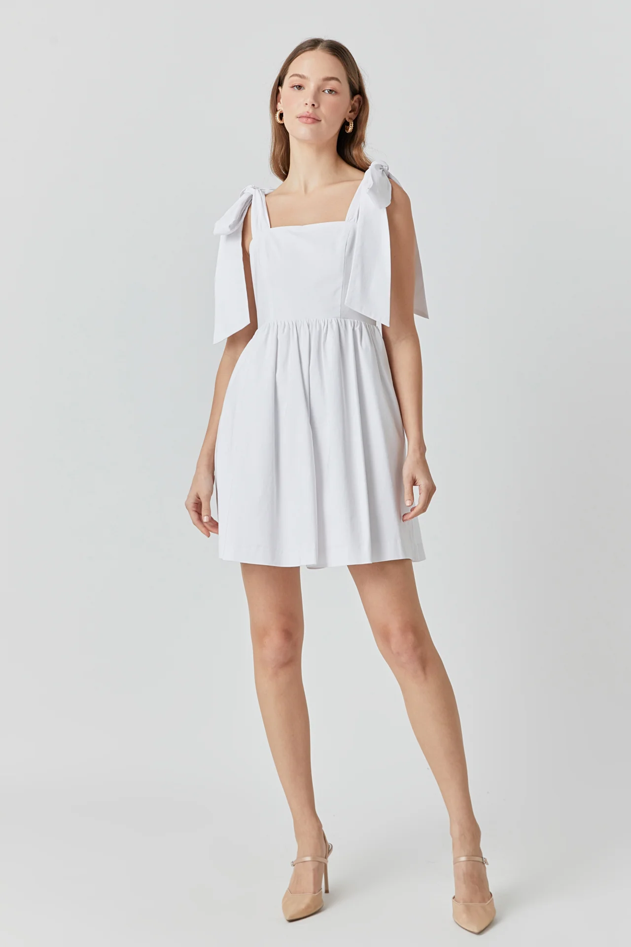 Bowed Square Neckline Baby Doll Mini