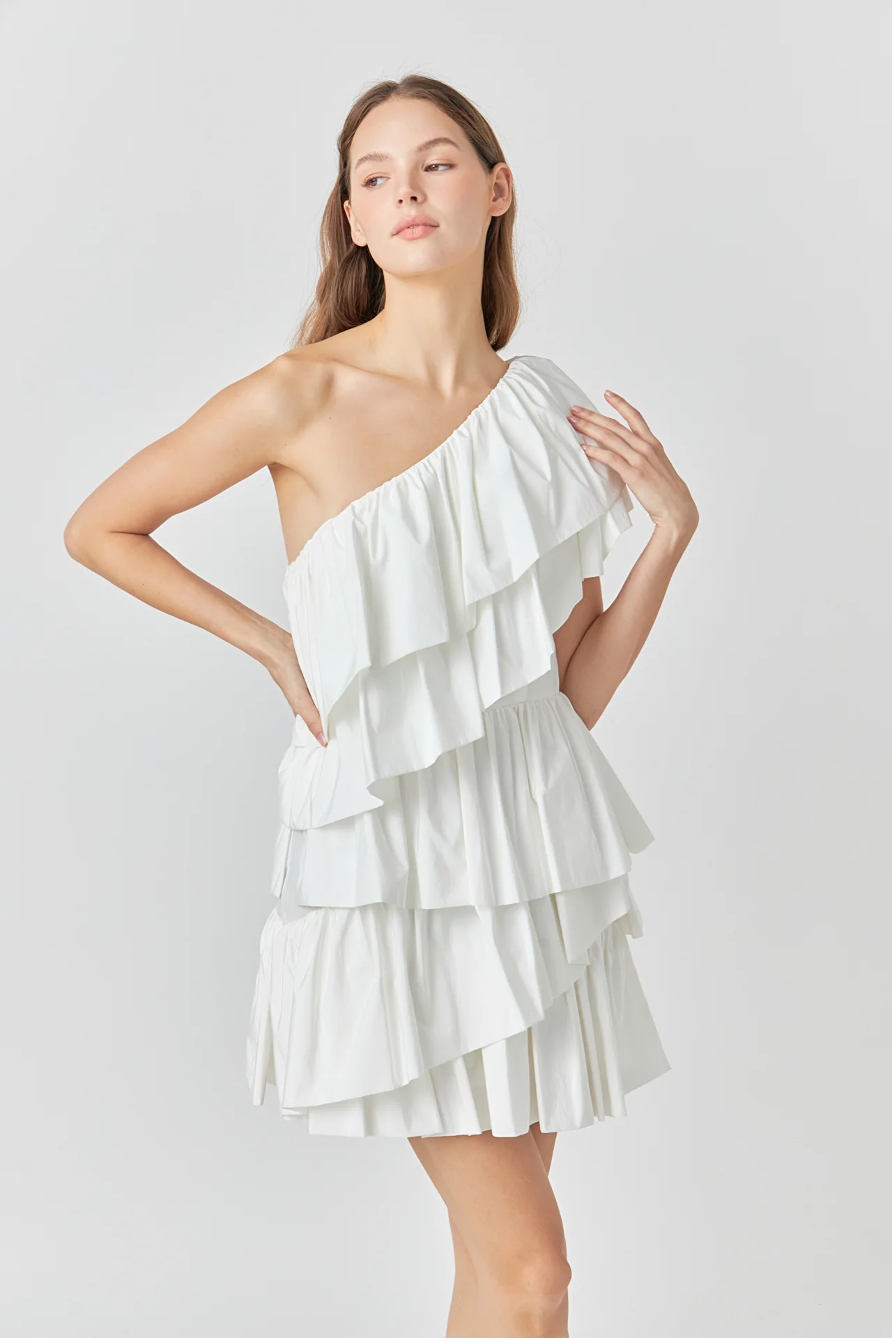 One-Shoulder Ruffled Mini Dress