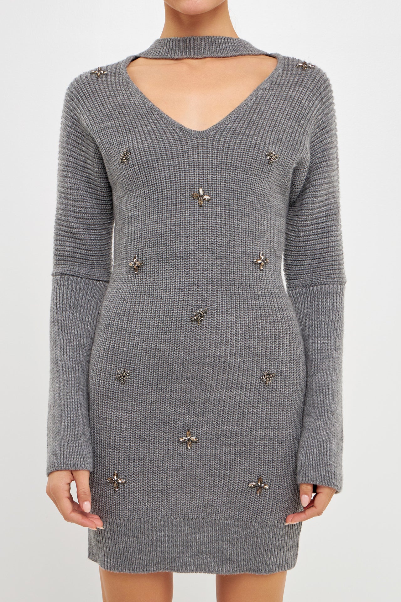 Embellished Sweater Dress