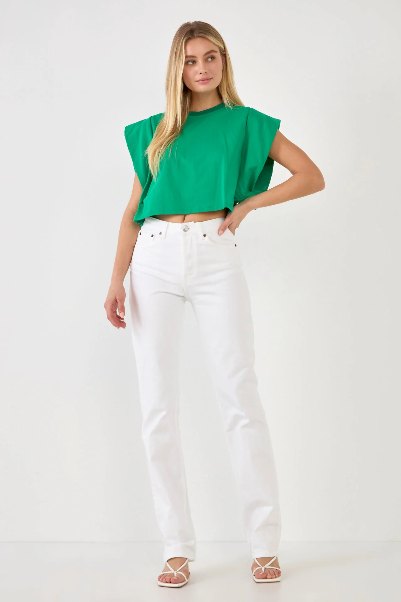 Drop Shoulder Cropped Top