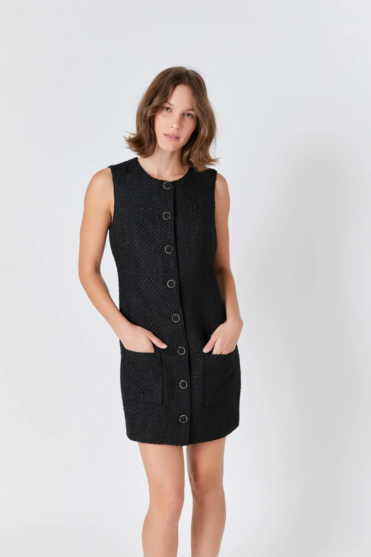 Sleeveless Tweed Mini Dress