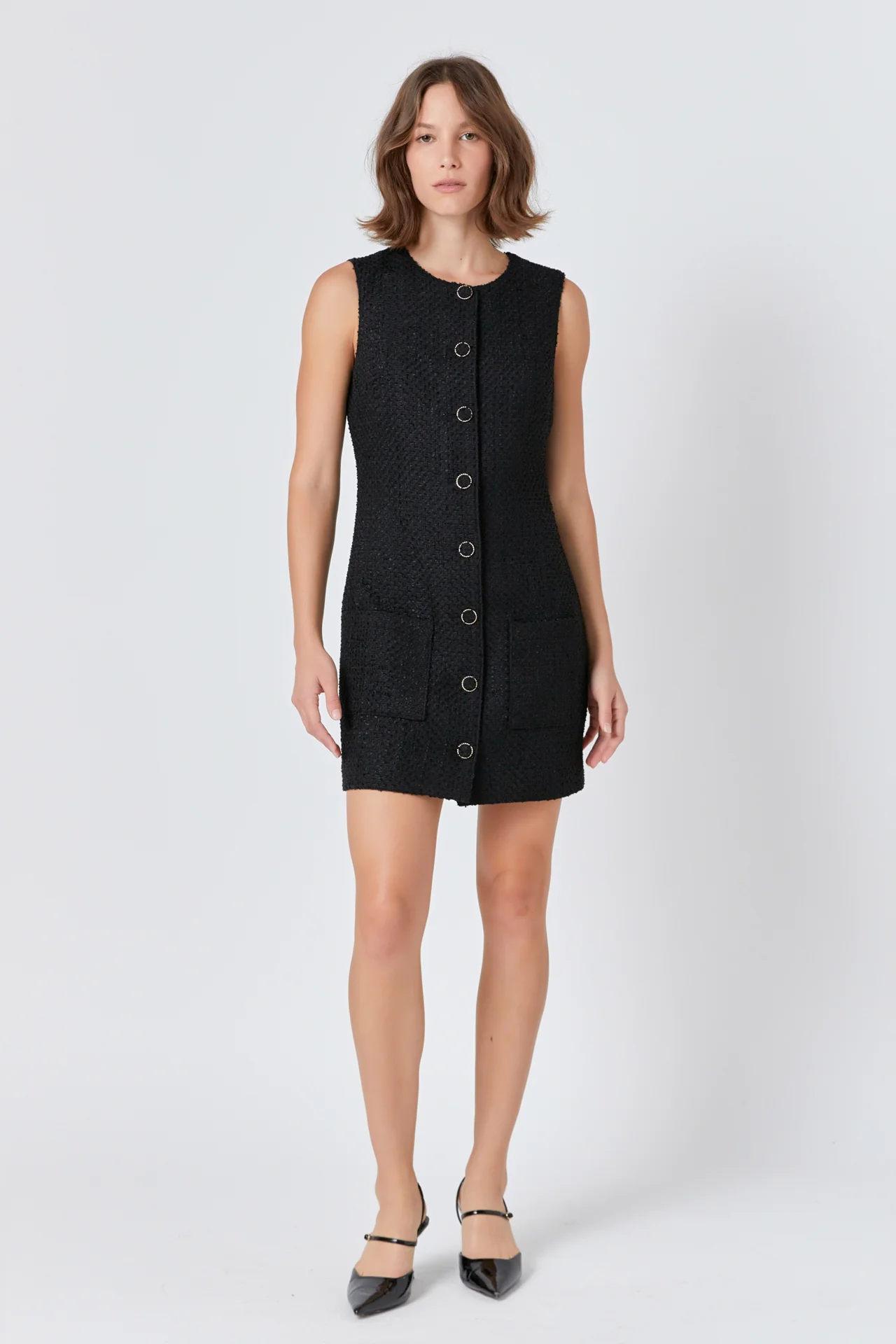 Sleeveless Tweed Mini Dress
