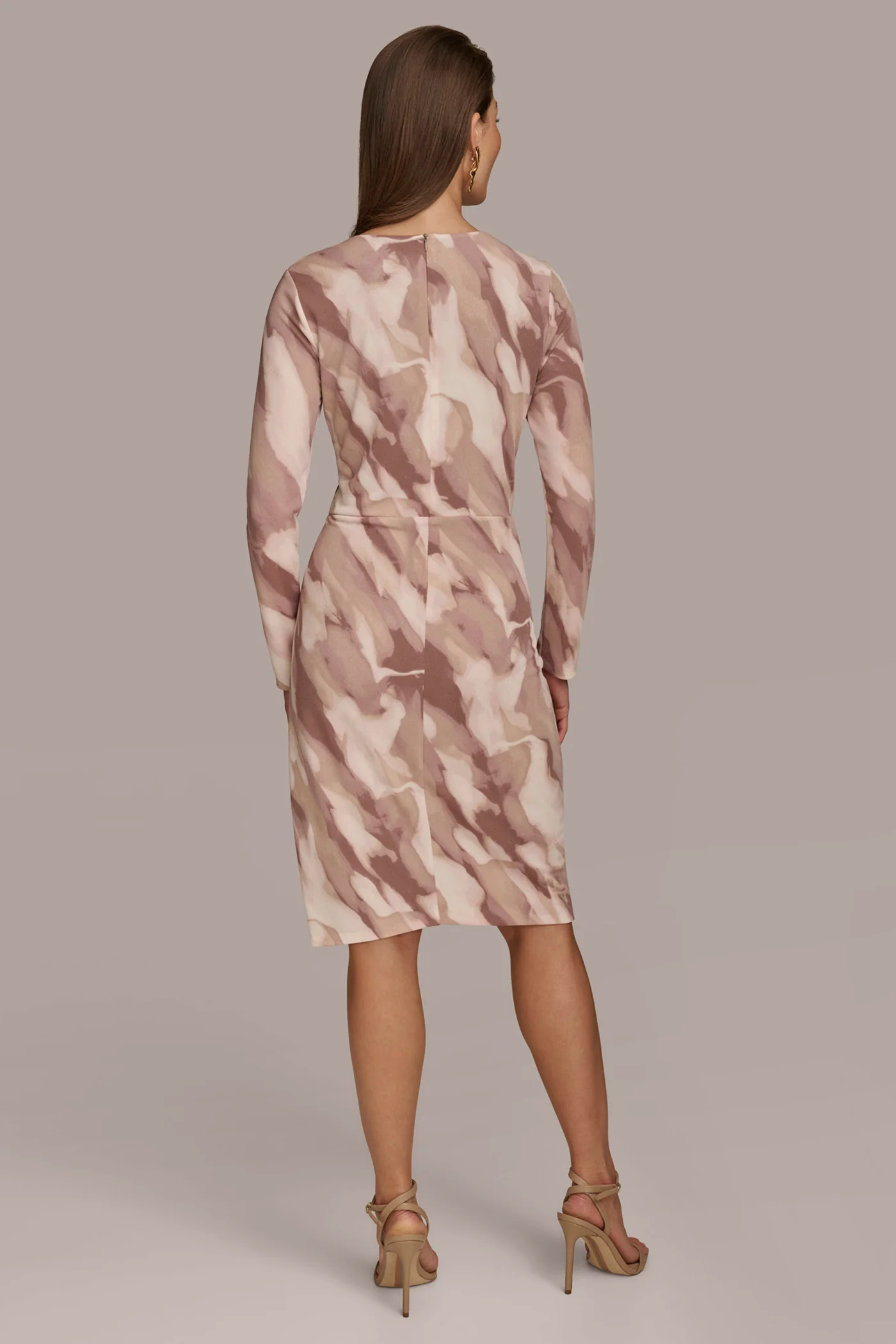 PRINTED LONG SLEEVE DRESS WITH HARDWARE