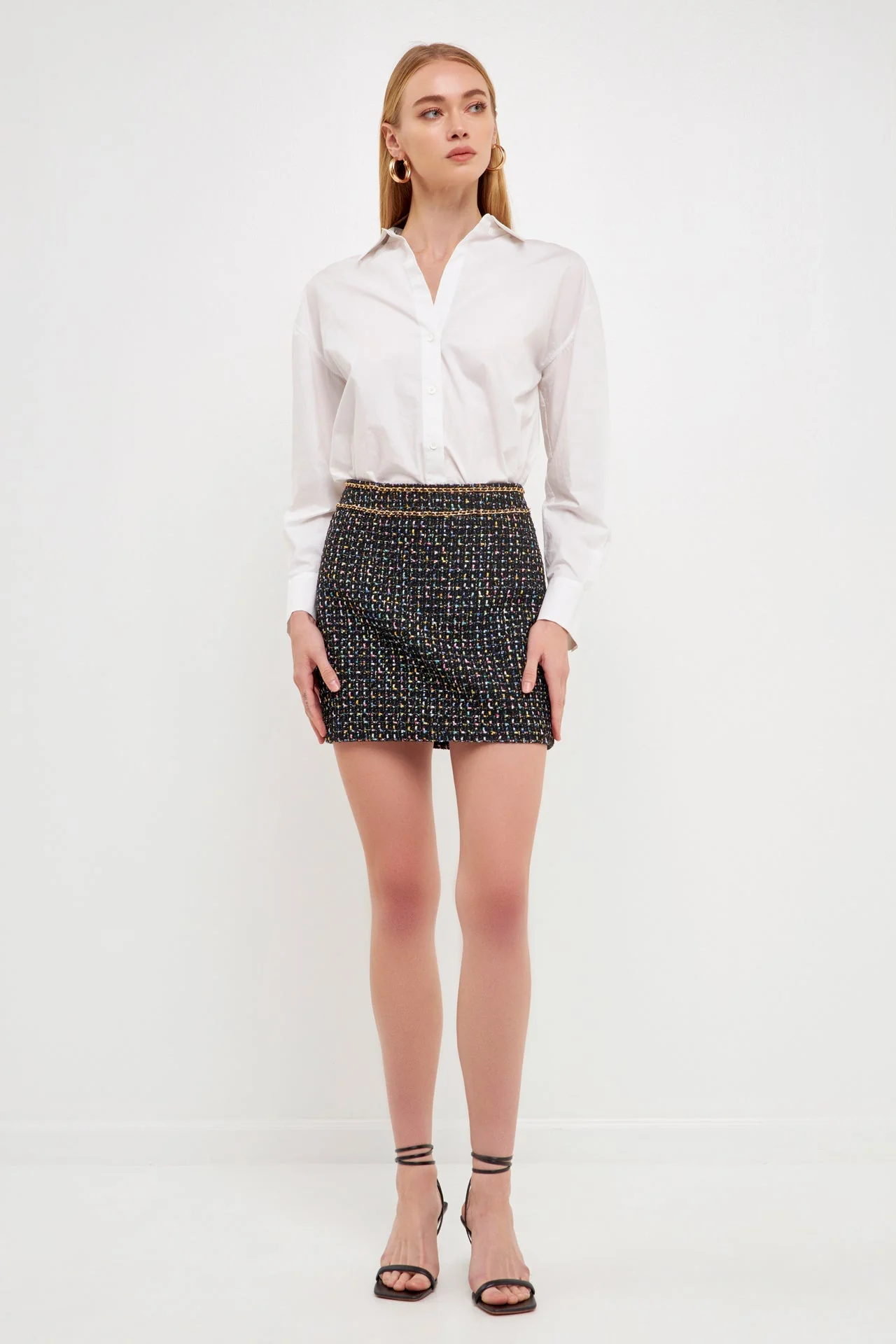 Multi Color Tweed Mini Skirt