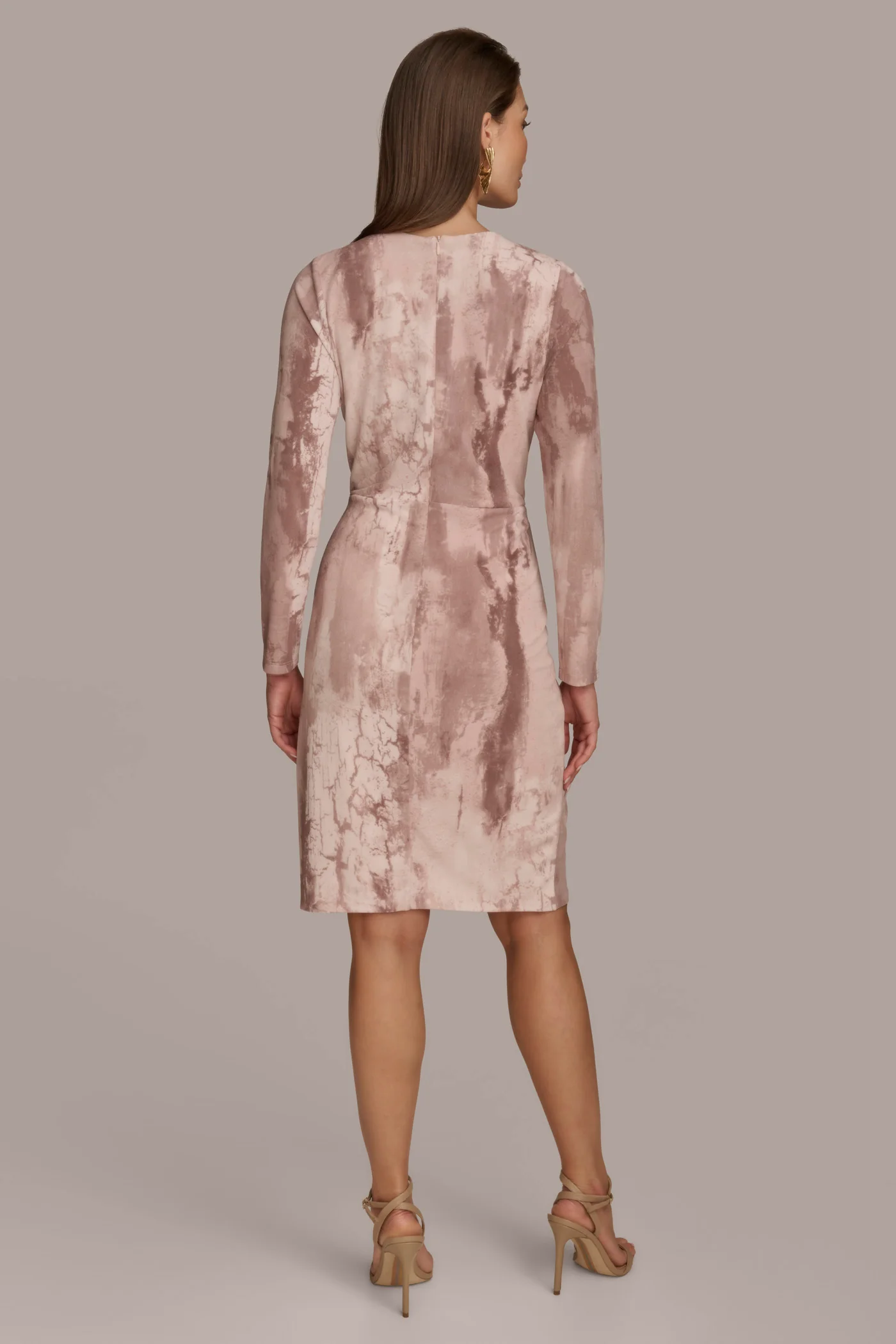 PRINTED LONG SLEEVE DRESS WITH HARDWARE