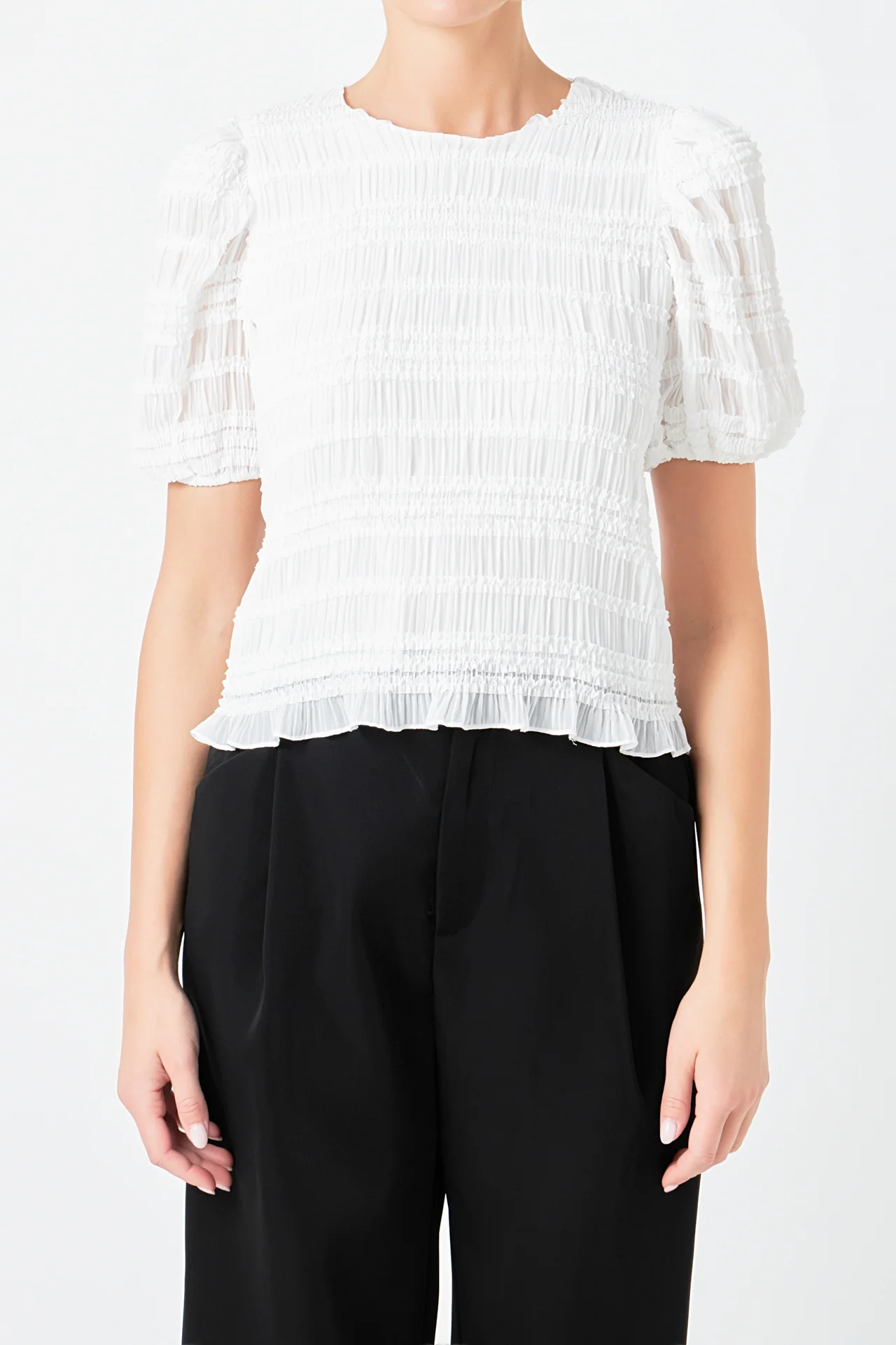 Textured Puff Sleeve Top