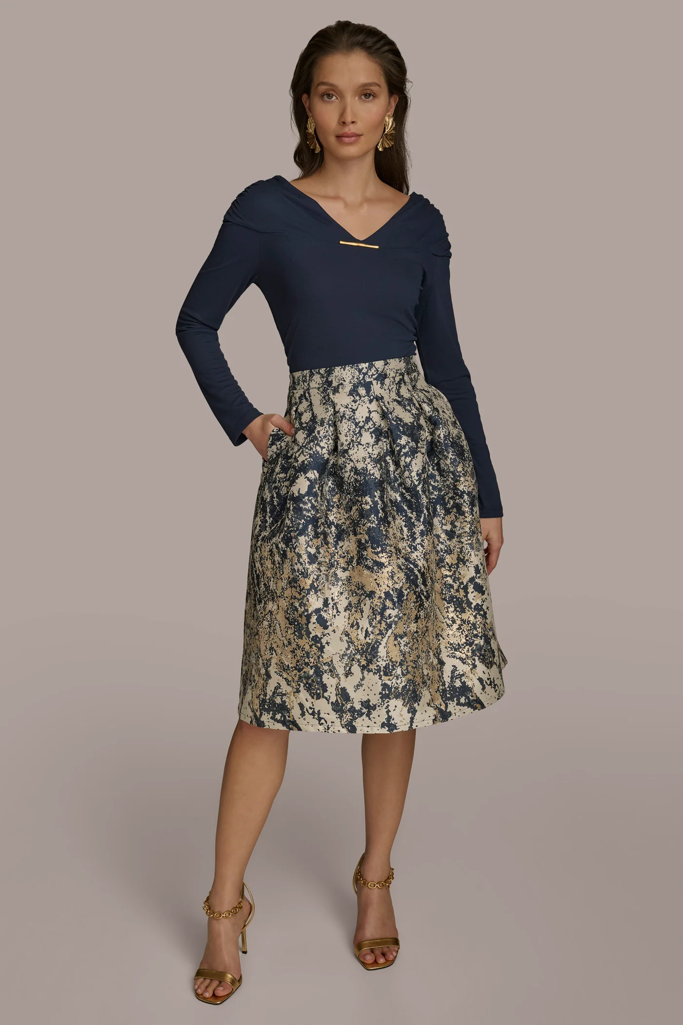 METALLIC JACQUARD SKIRT