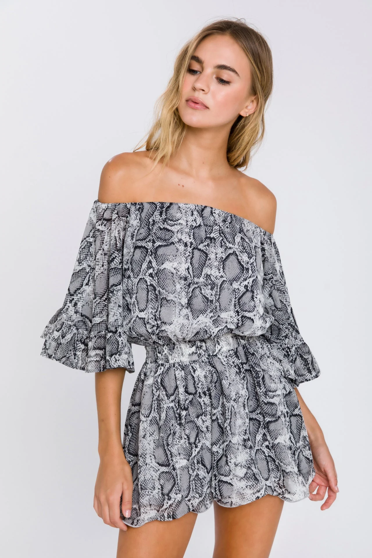Ruffled Sleeve Romper