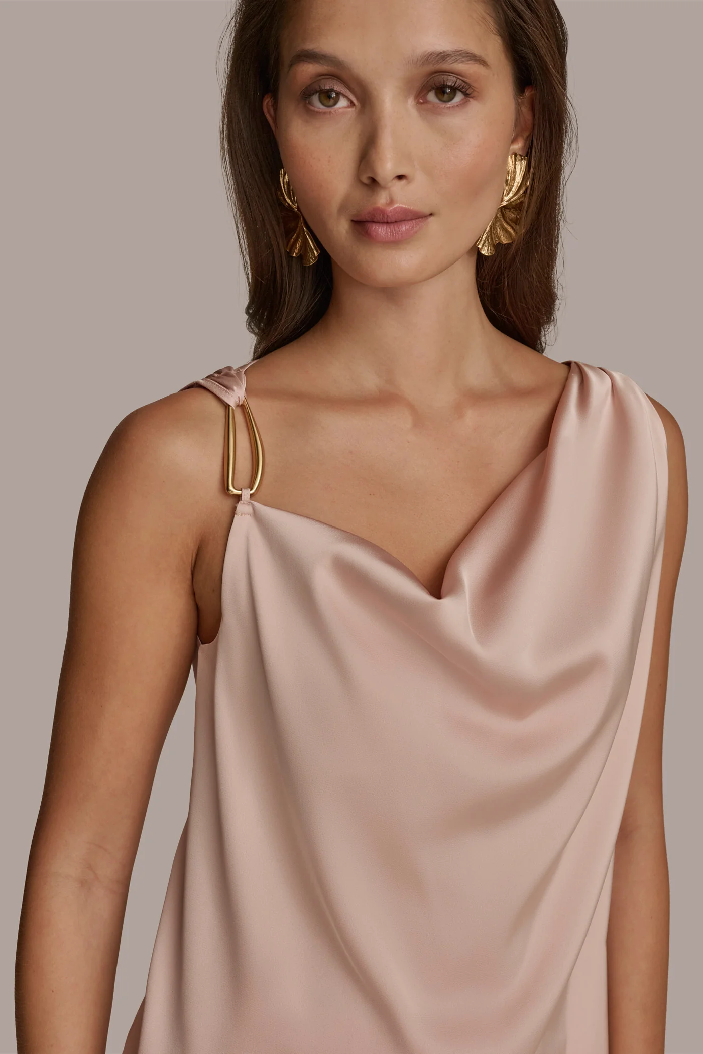 CHARMEUSE COWL NECK WITH HARDWARE
