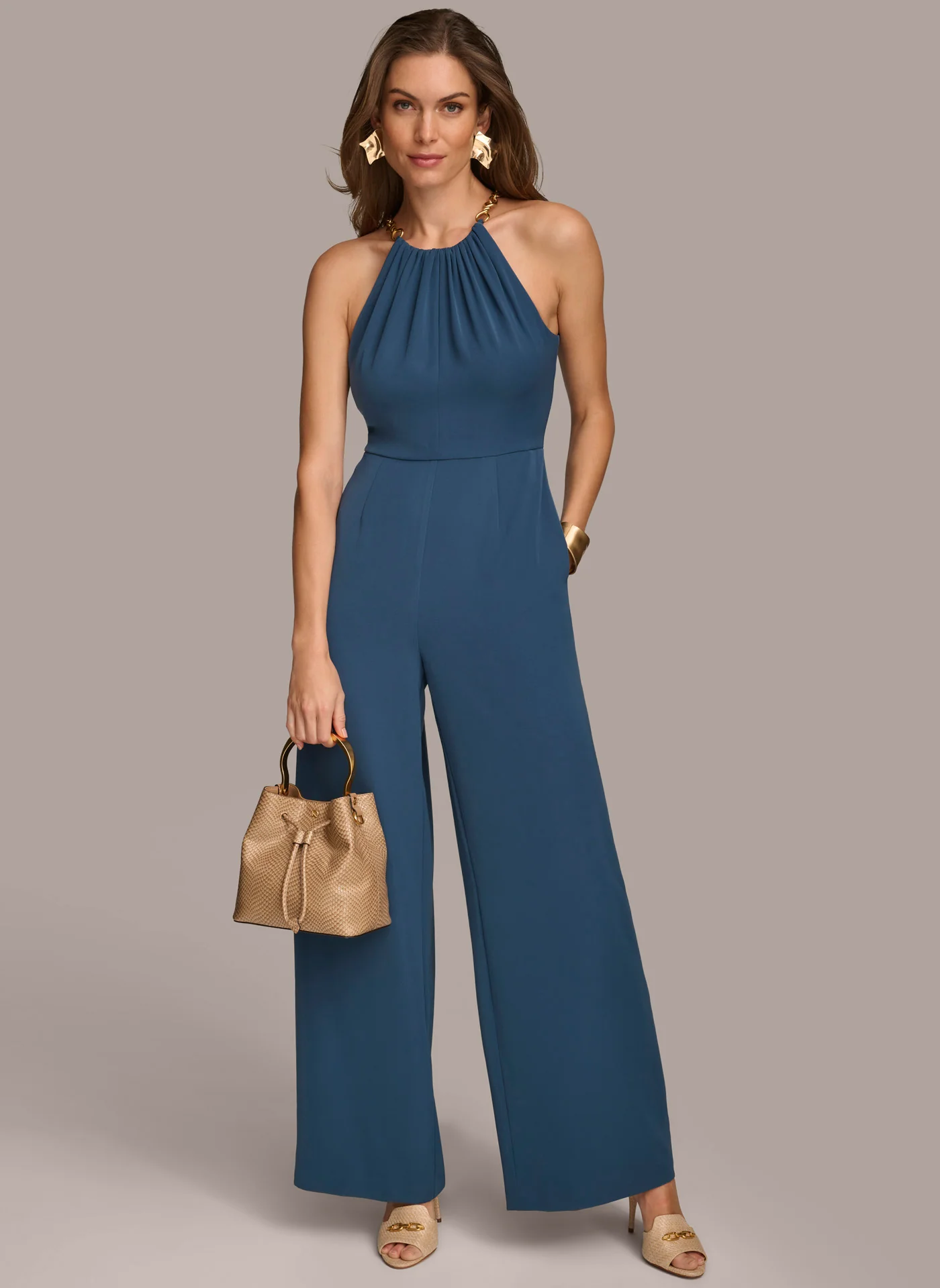 HALTER NECK CHAIN JUMPSUIT