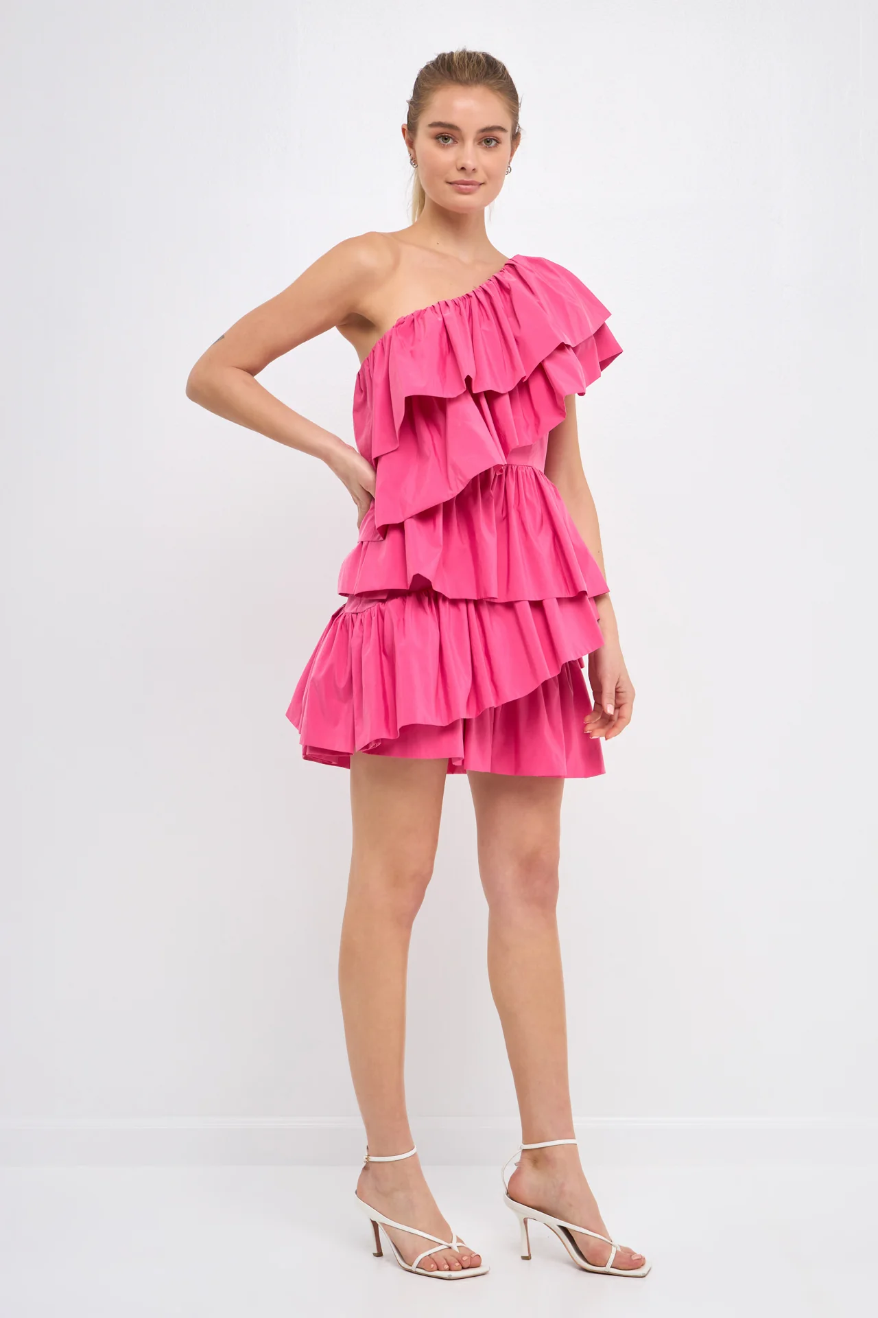 One-Shoulder Ruffled Mini Dress