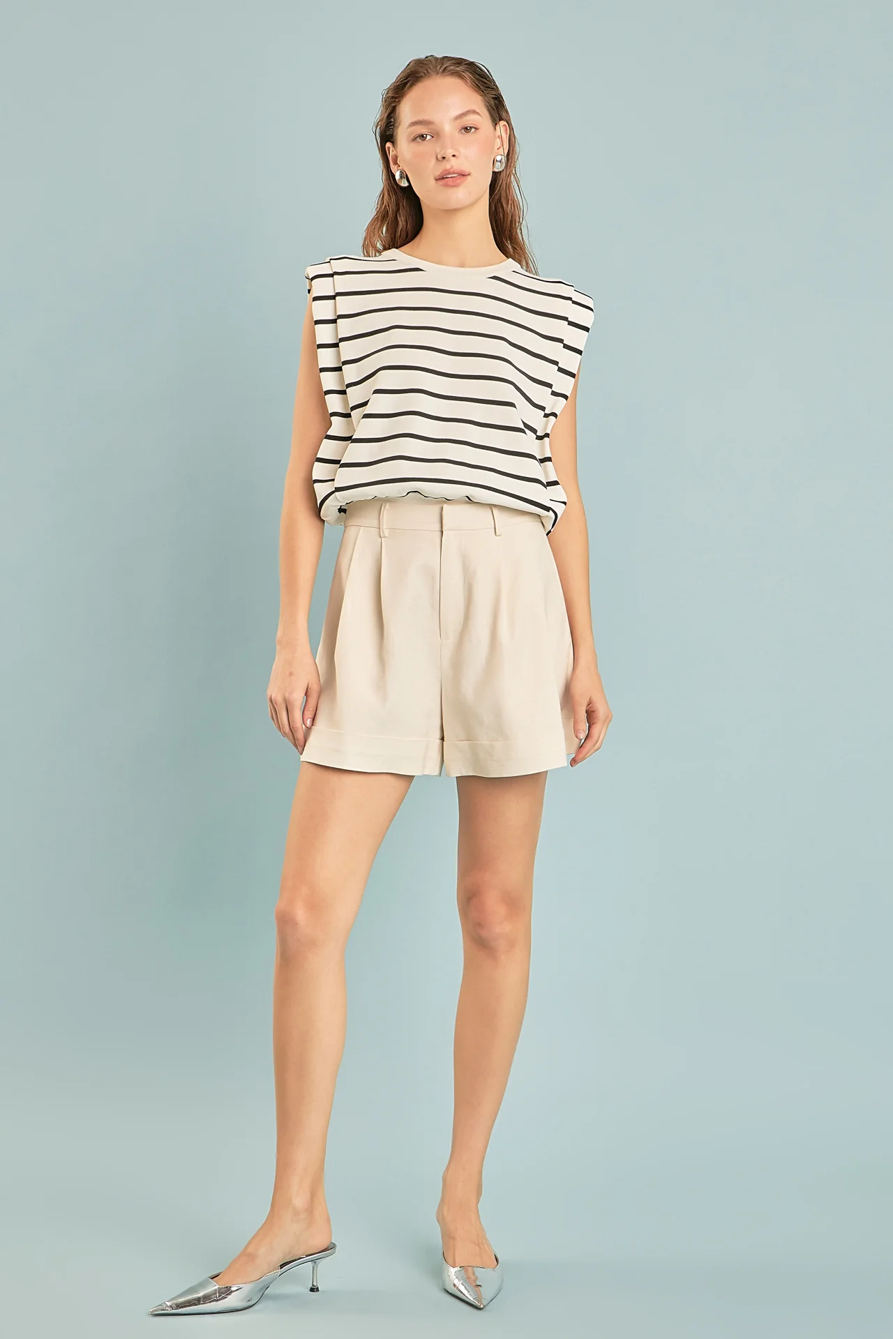 Linen Pintucked Shorts