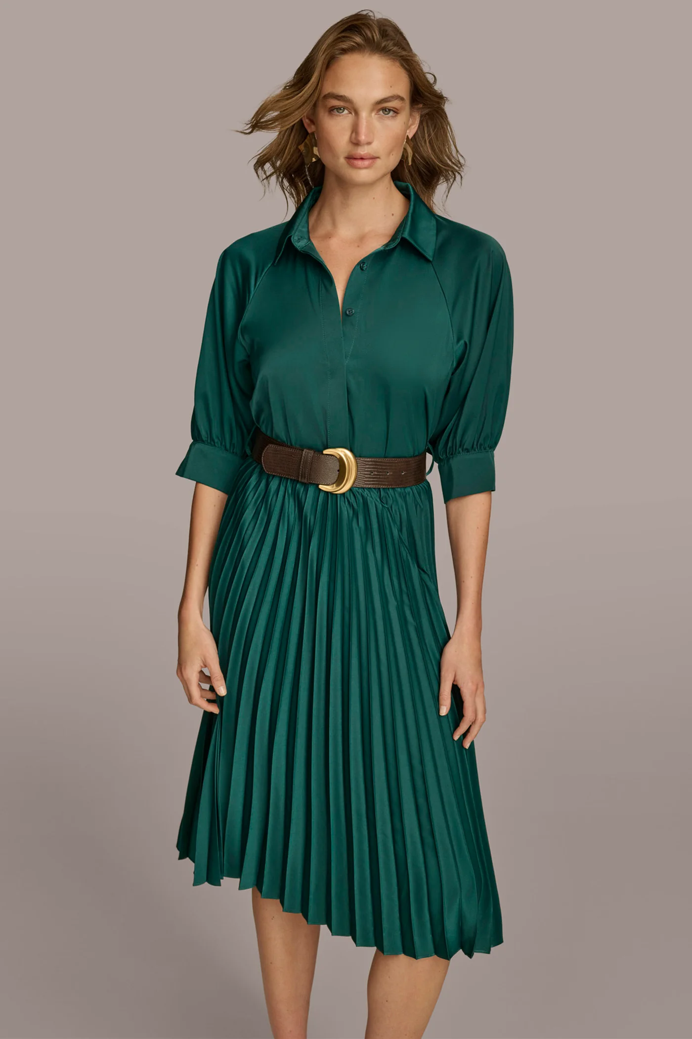 PLEATED SHIRT DRESS