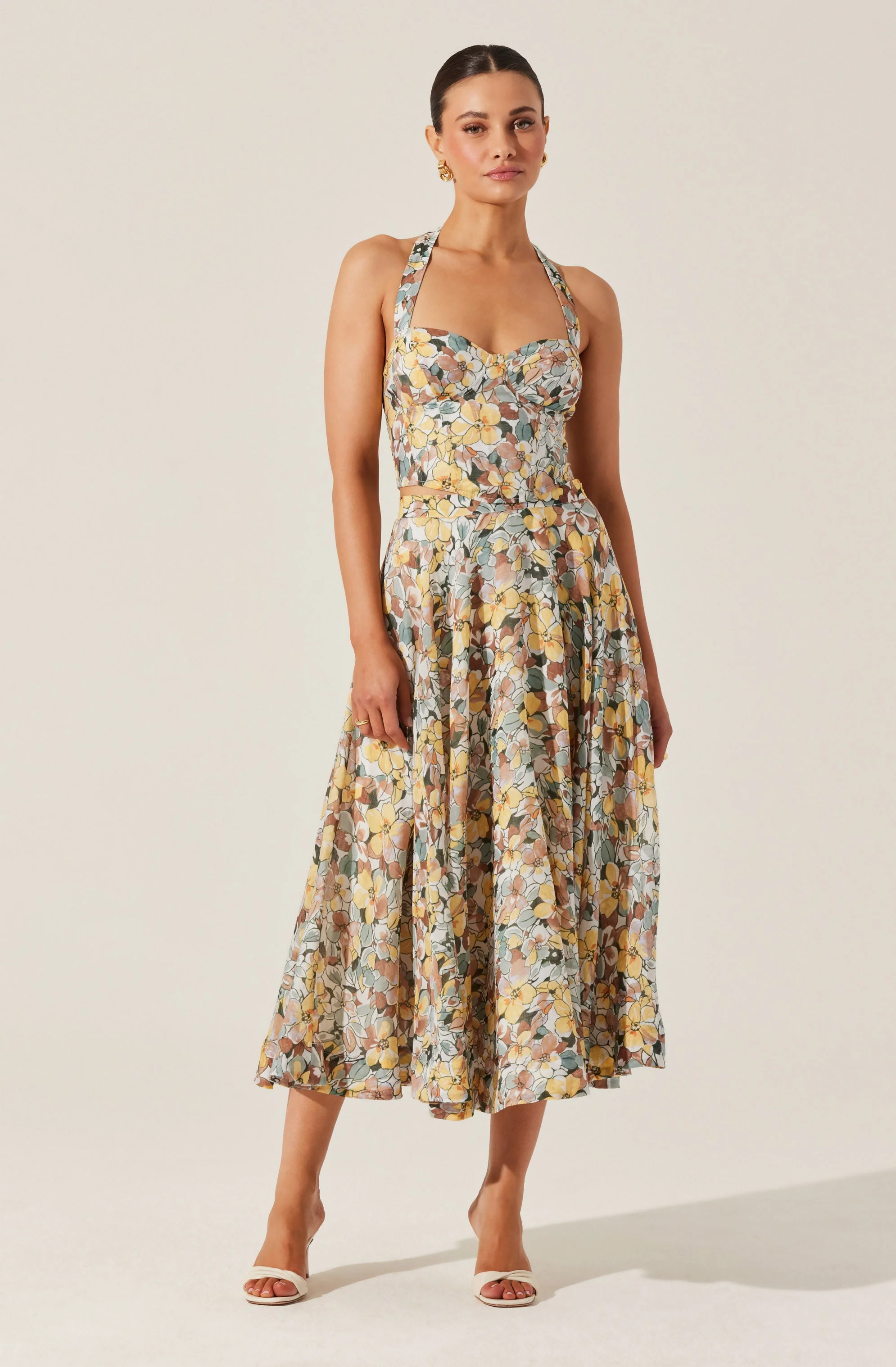 Floral Halter Neck Bustier Top