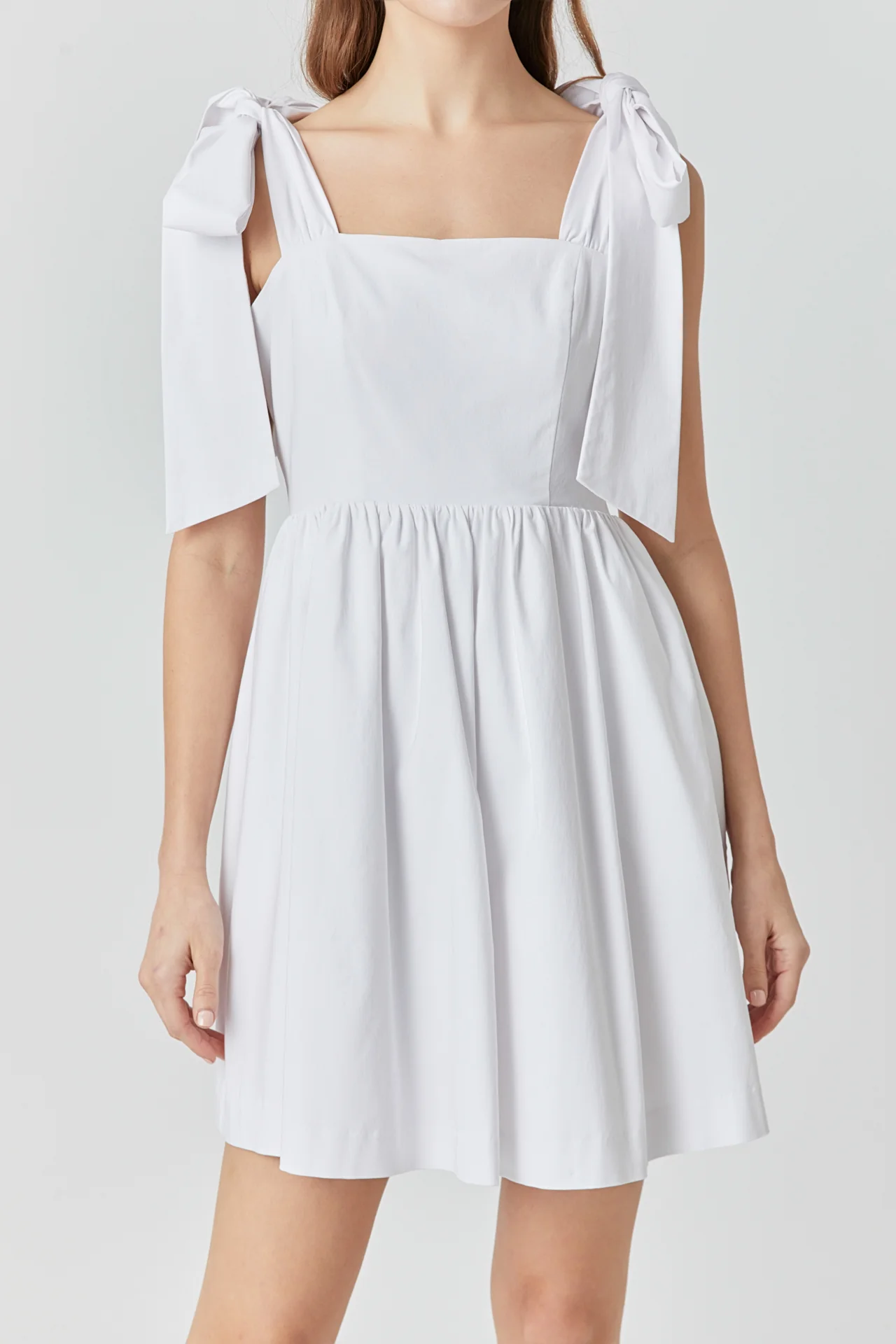 Bowed Square Neckline Baby Doll Mini