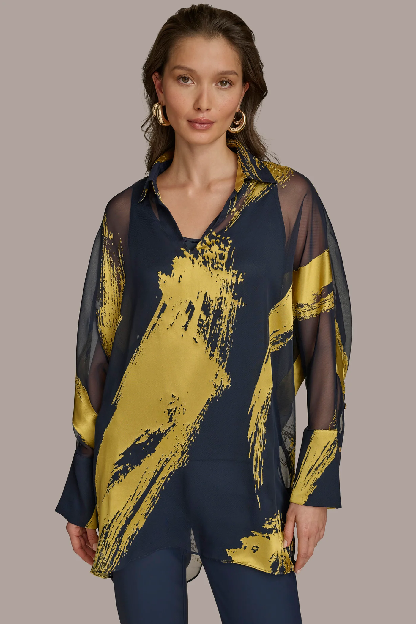 PRINT COLLARED TUNIC