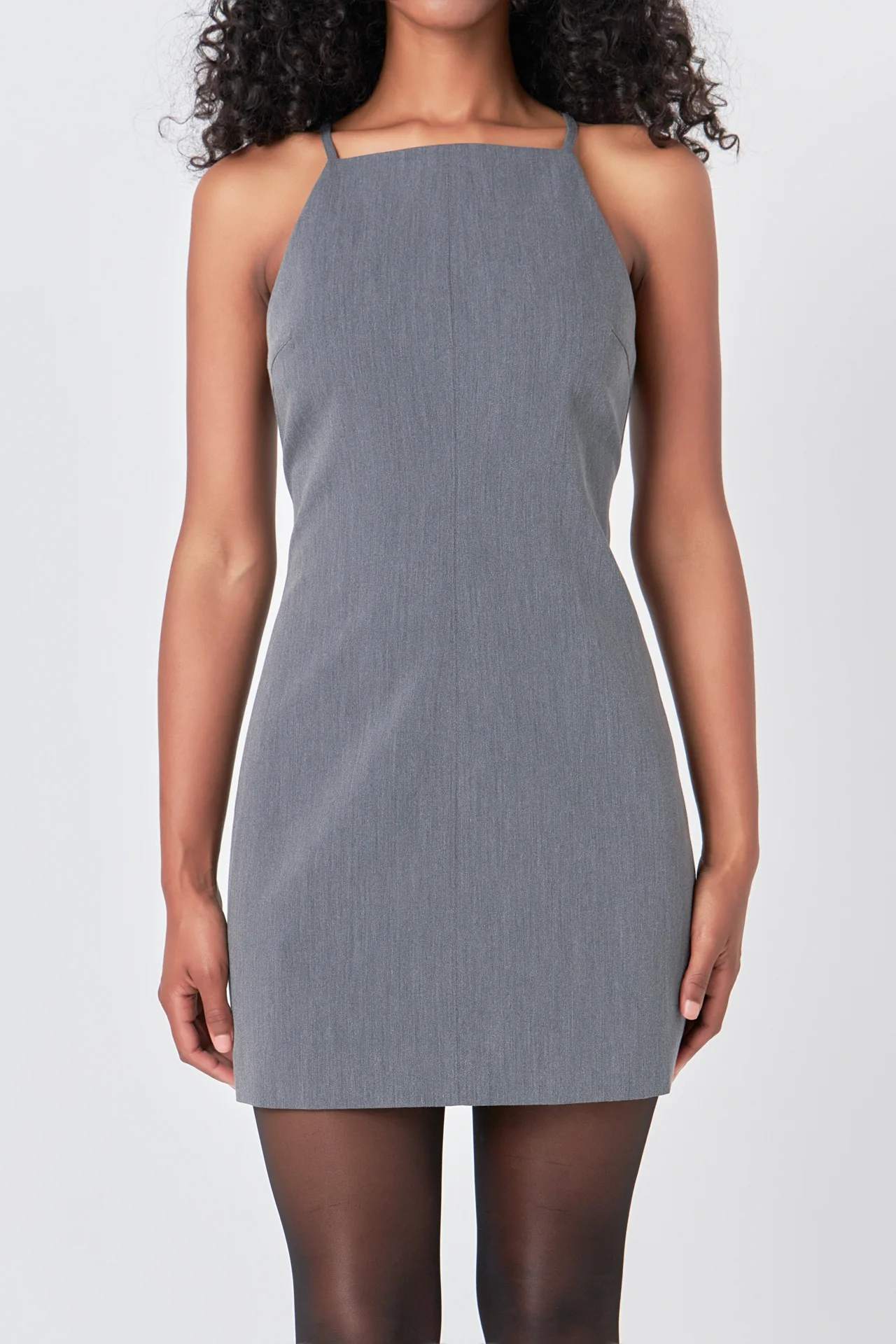 High Neck Fitted Mini Dress