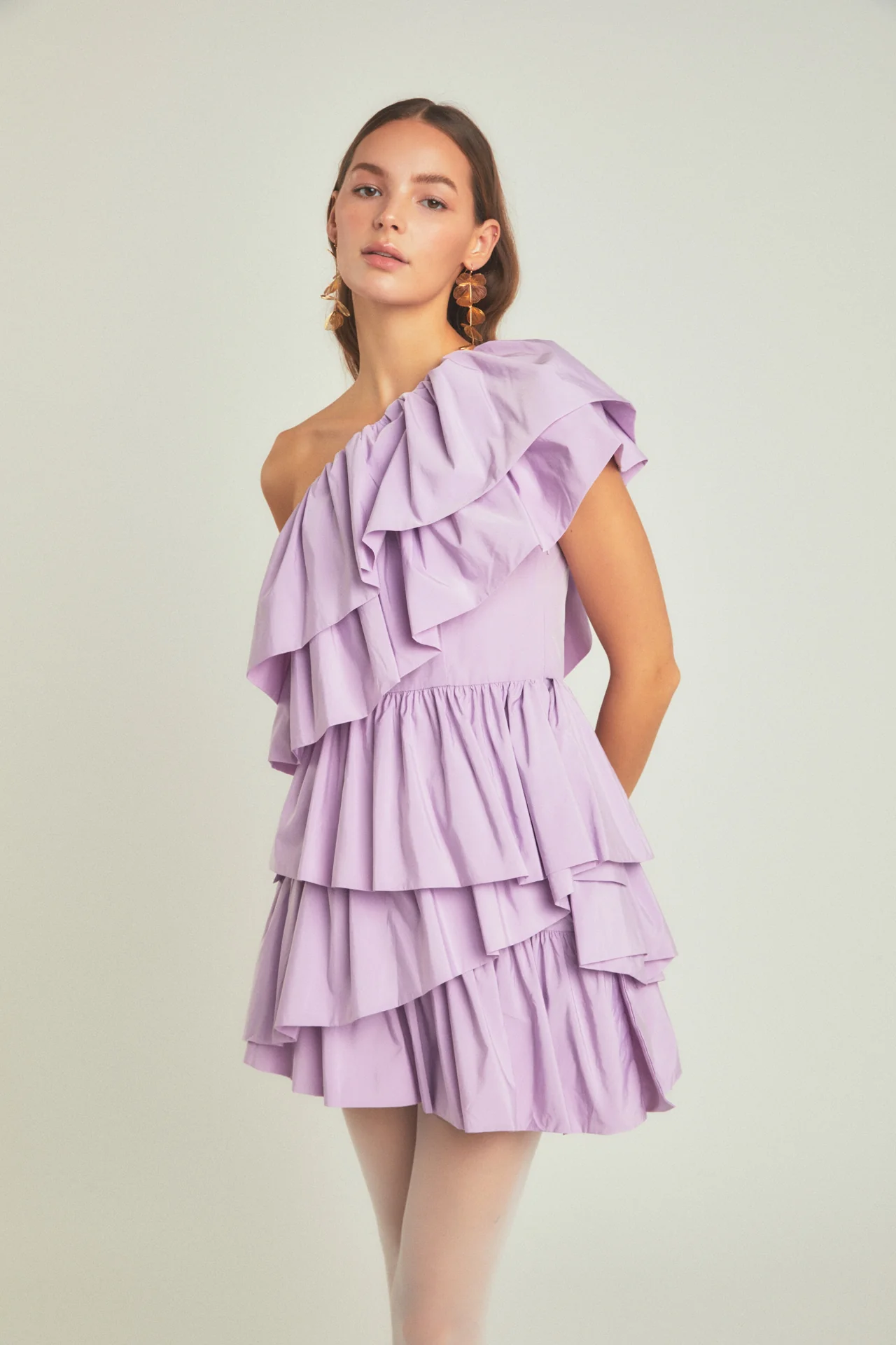 One-Shoulder Ruffled Mini Dress