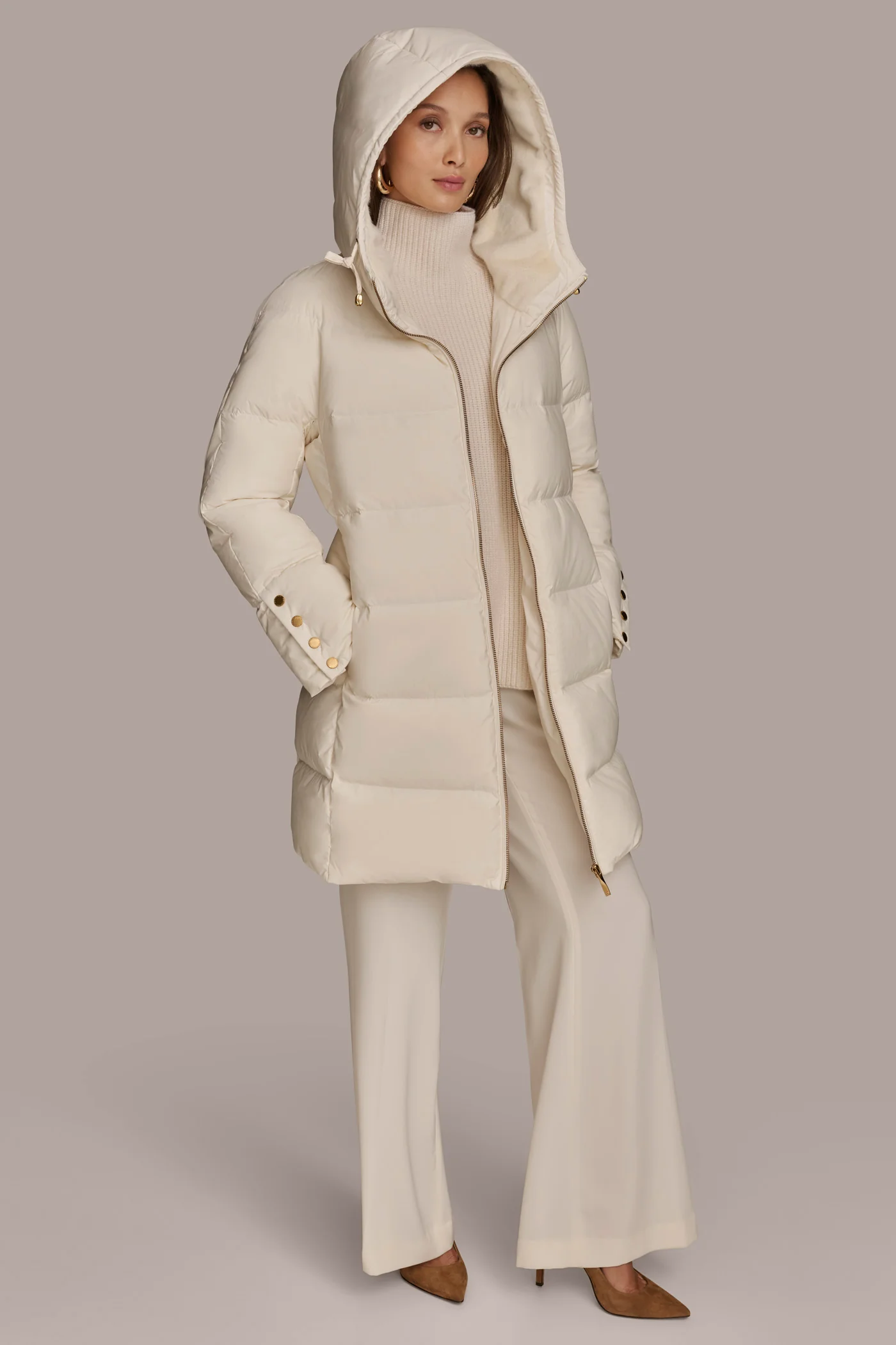 Long Hooded Down Filled Puffer Coat