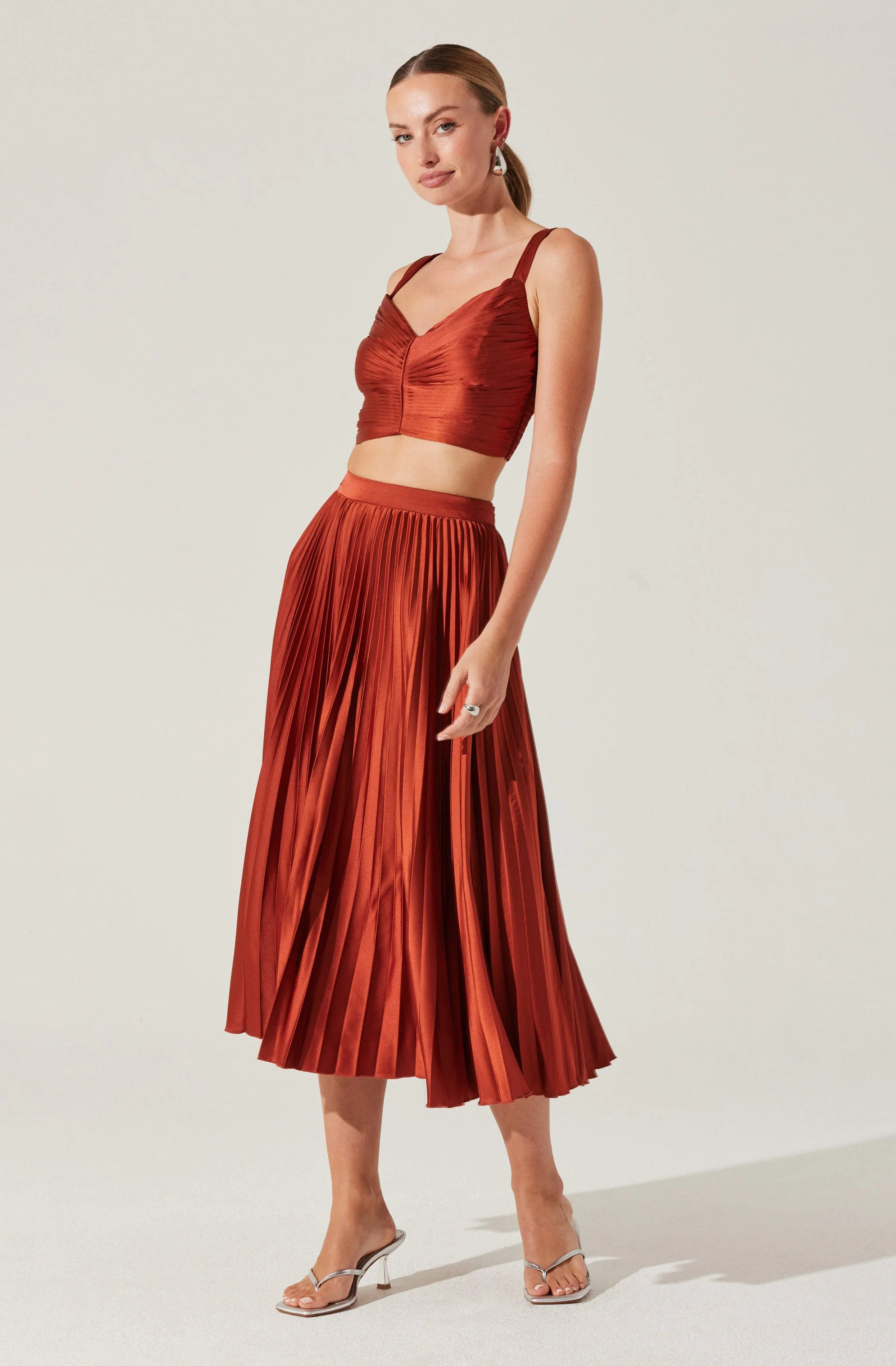 Satin Pleated Crop Top