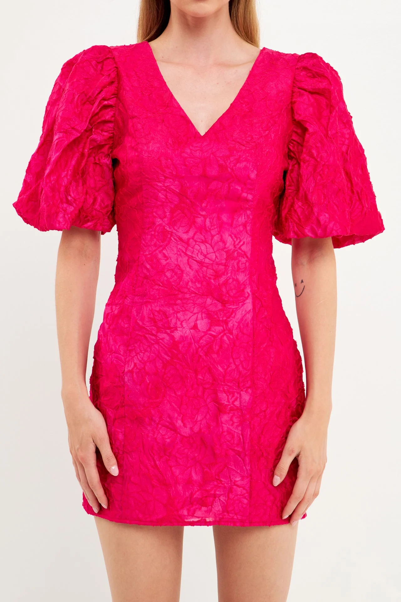 Floral Jacquard Mini Dress