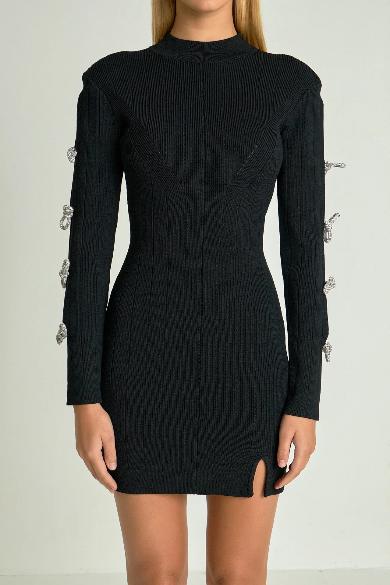 Rhinestone Bow Knit Dress