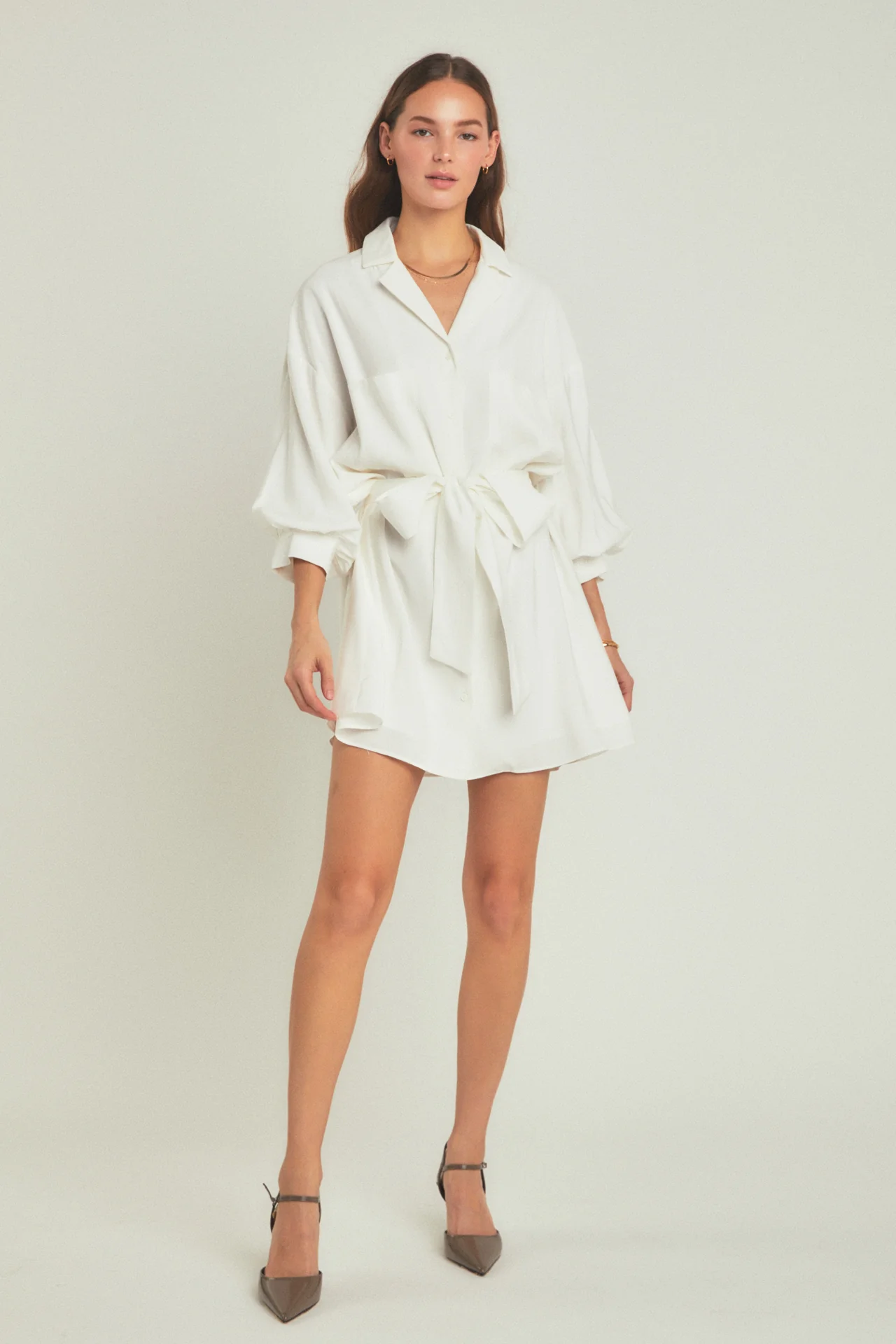 Belted Mini Shirt Dress