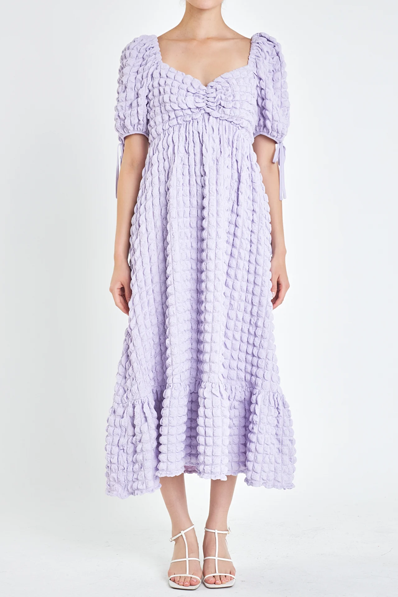Bubble Puff Sleeve Maxi Dress
