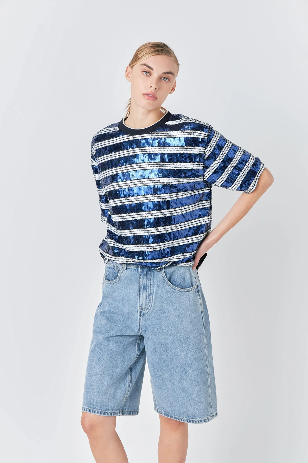 Sequin Stripe Top