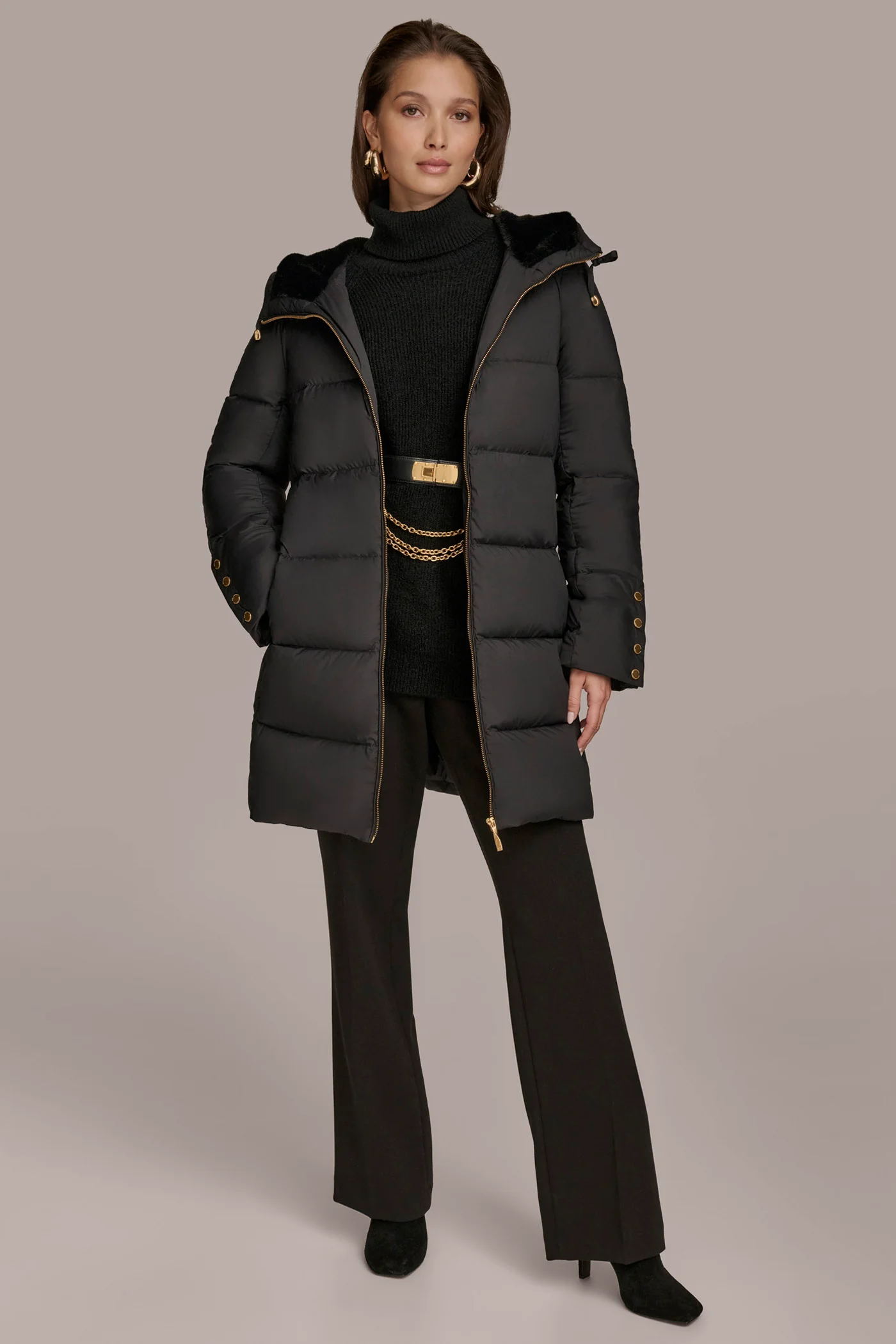 Long Hooded Down Filled Puffer Coat