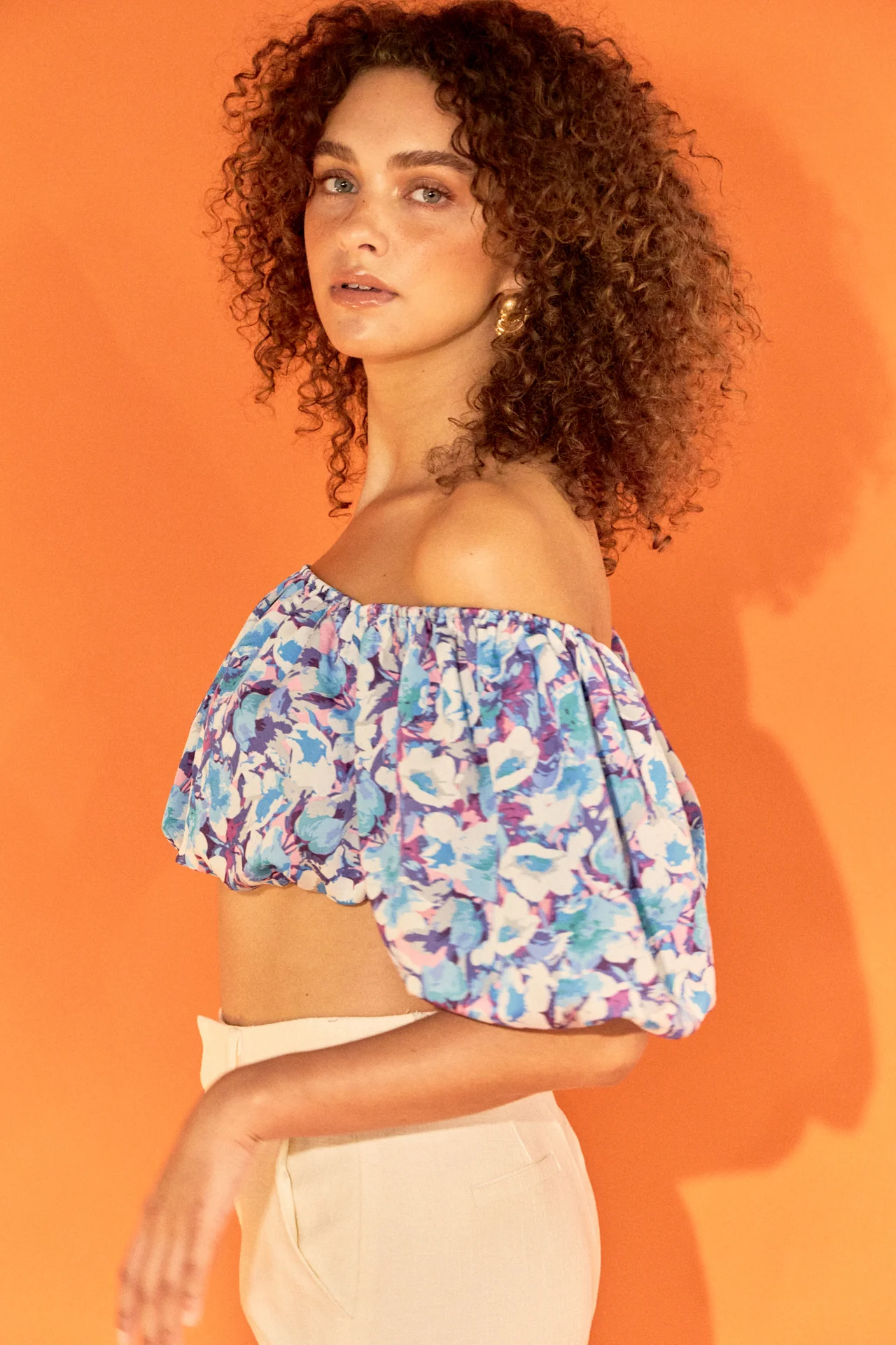 Floral Satin Effect Crop Top