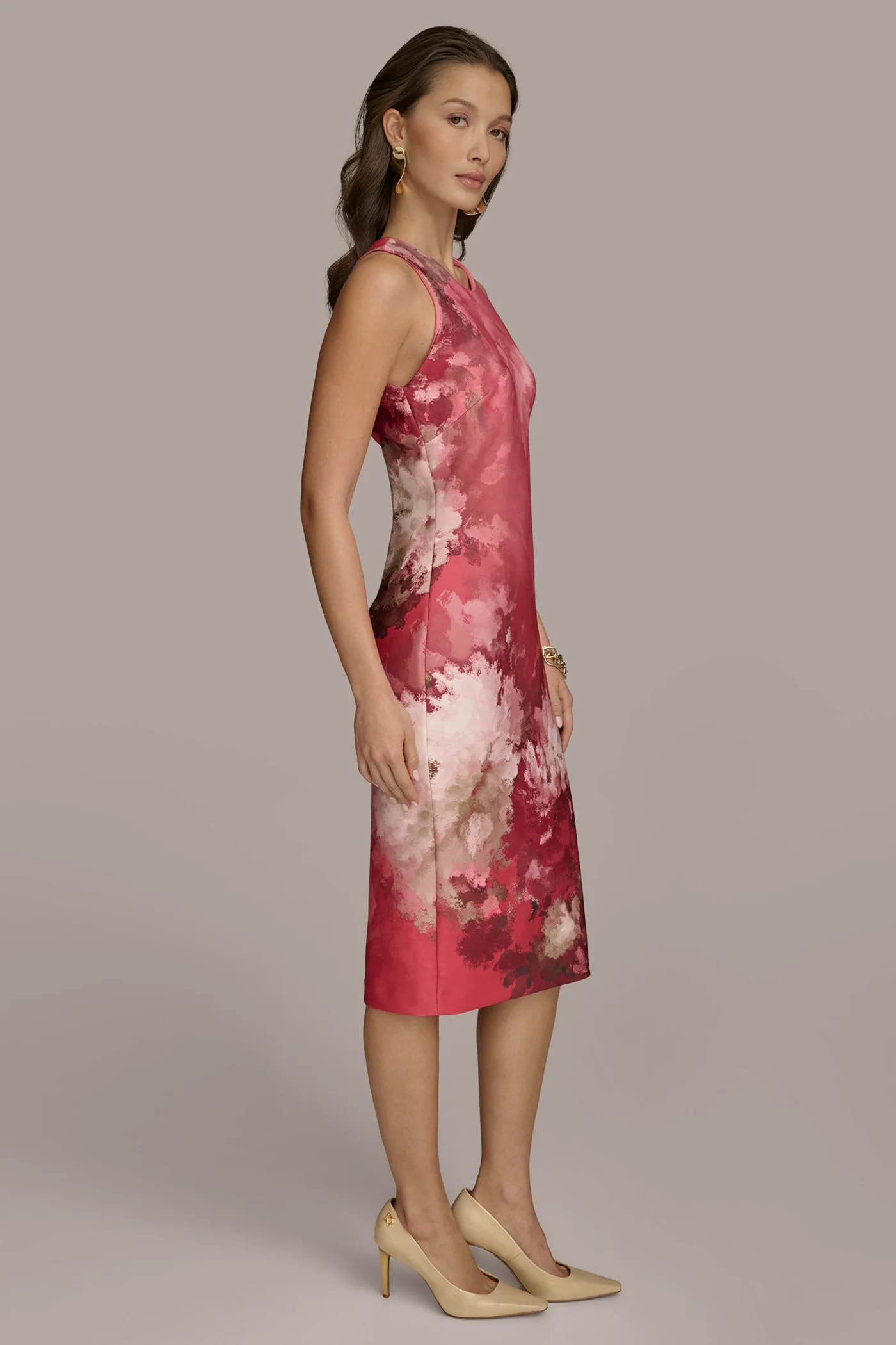 FLORAL PRINT MIDI SHEATH DRESS