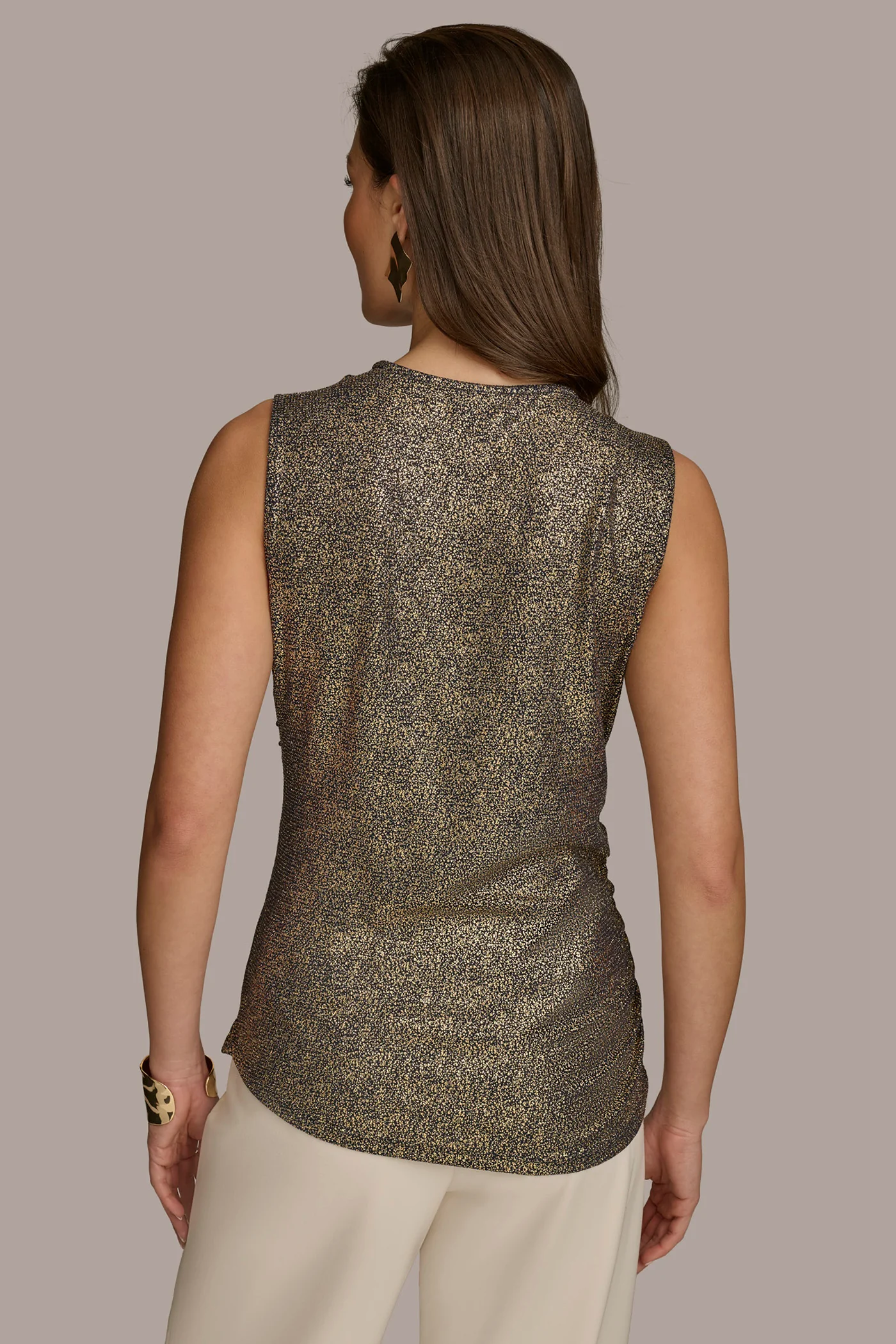 FOIL COWL NECK TOP
