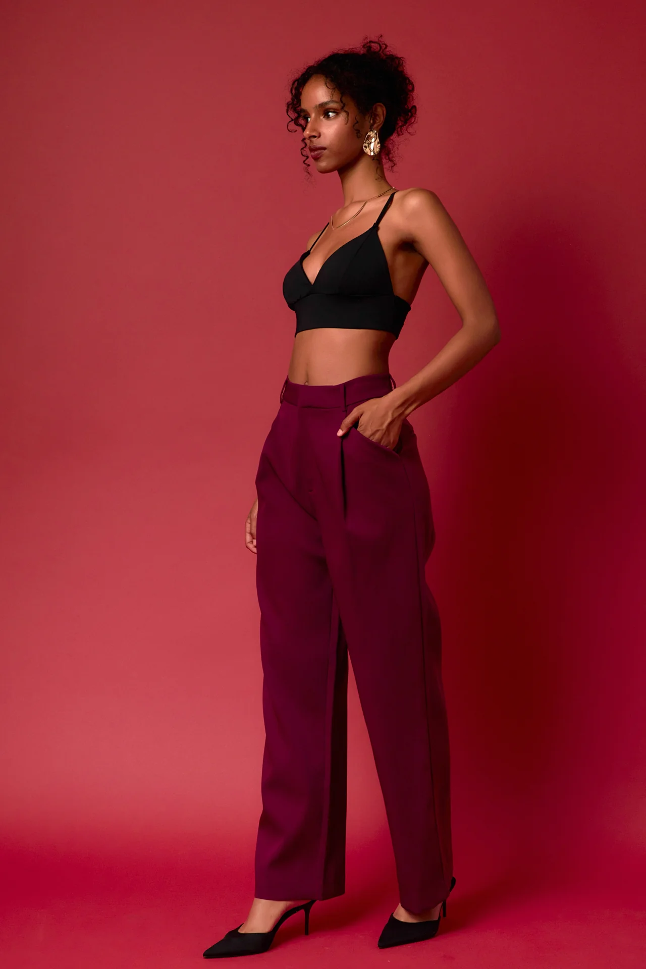 High-Waisted Suit Trousers