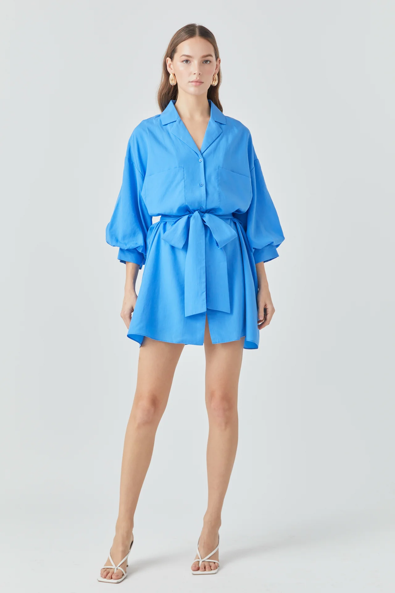 Belted Mini Shirt Dress