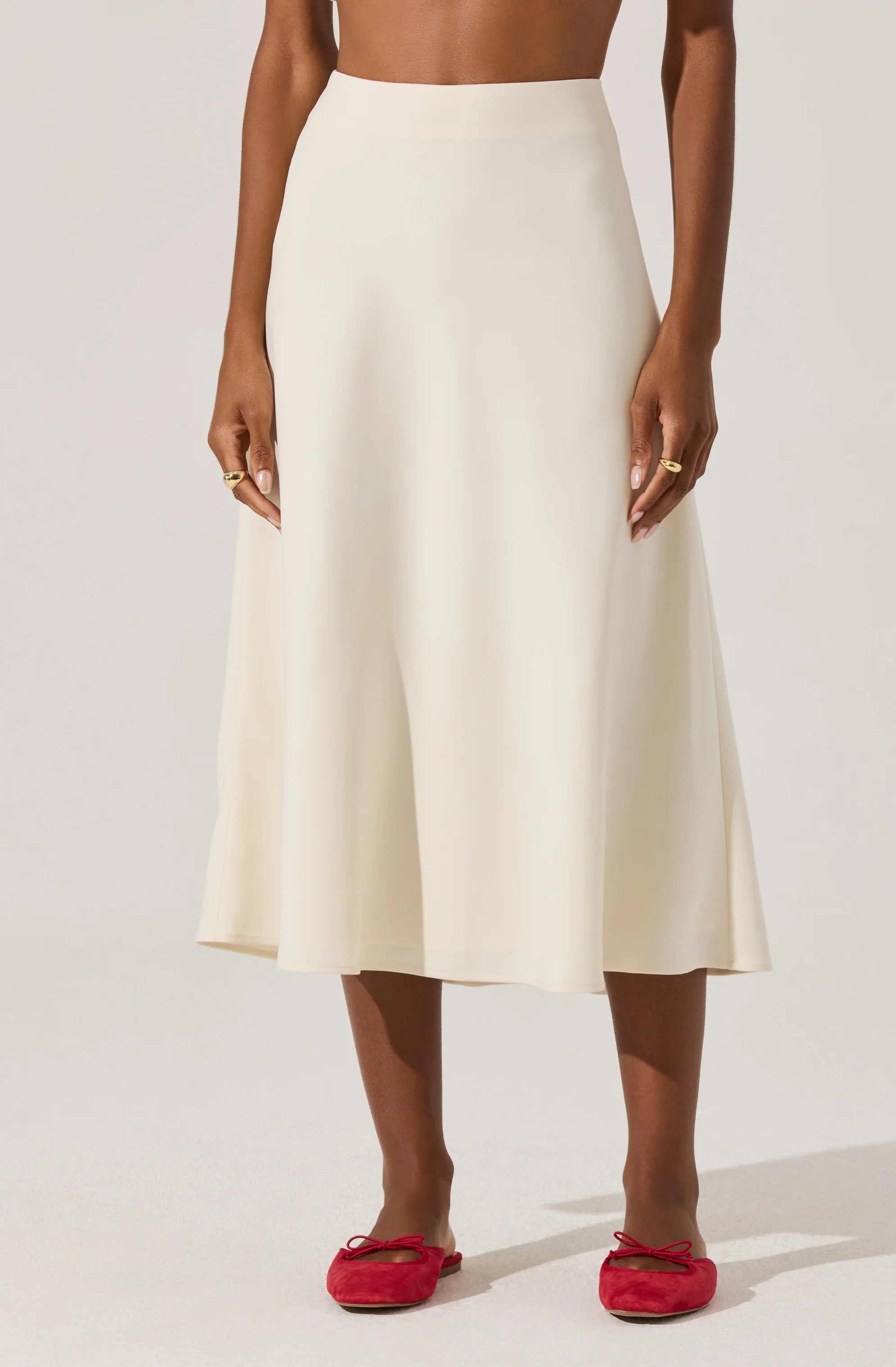 Woven A-Line Midi Skirt