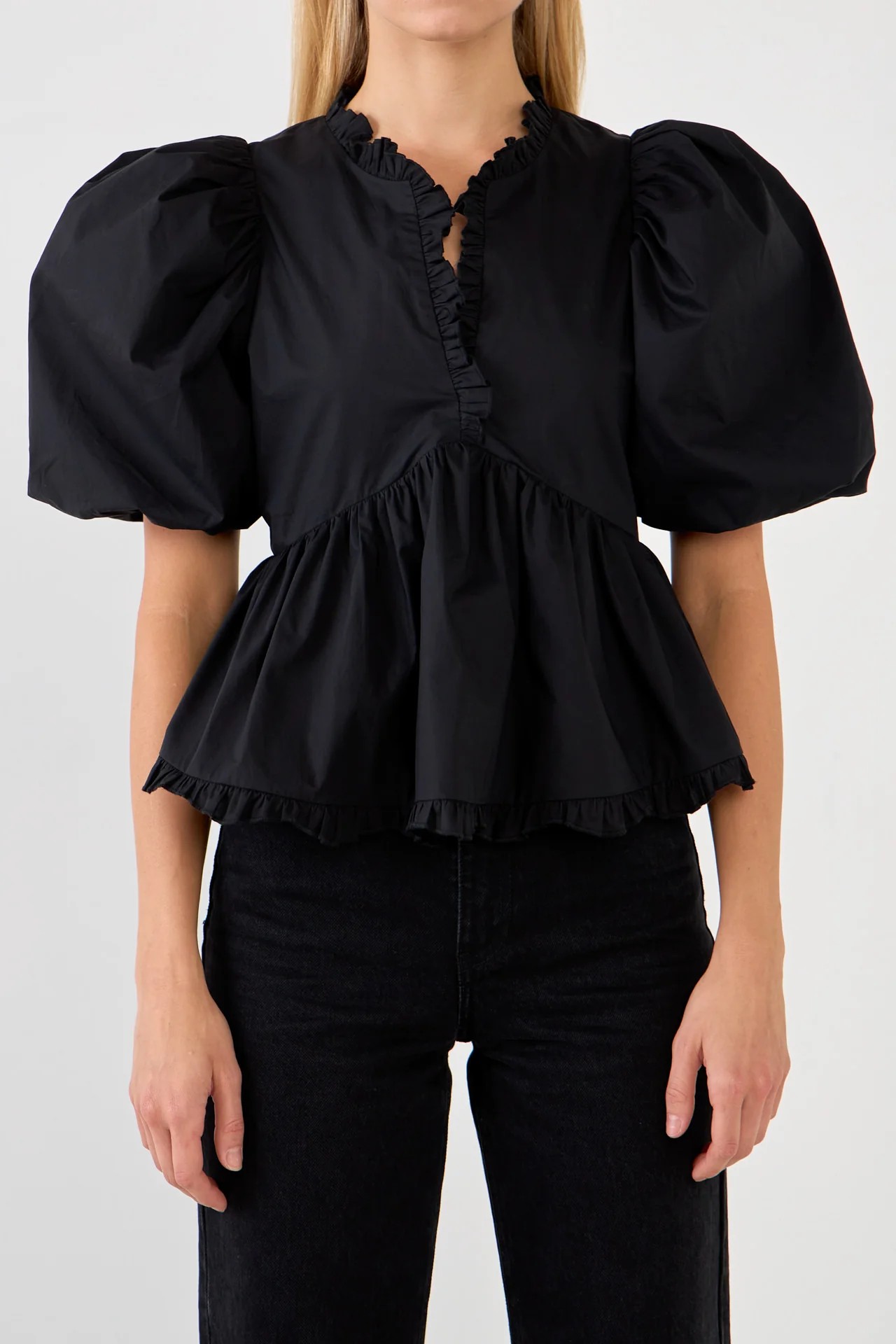 Puff Sleeve Peplum Top