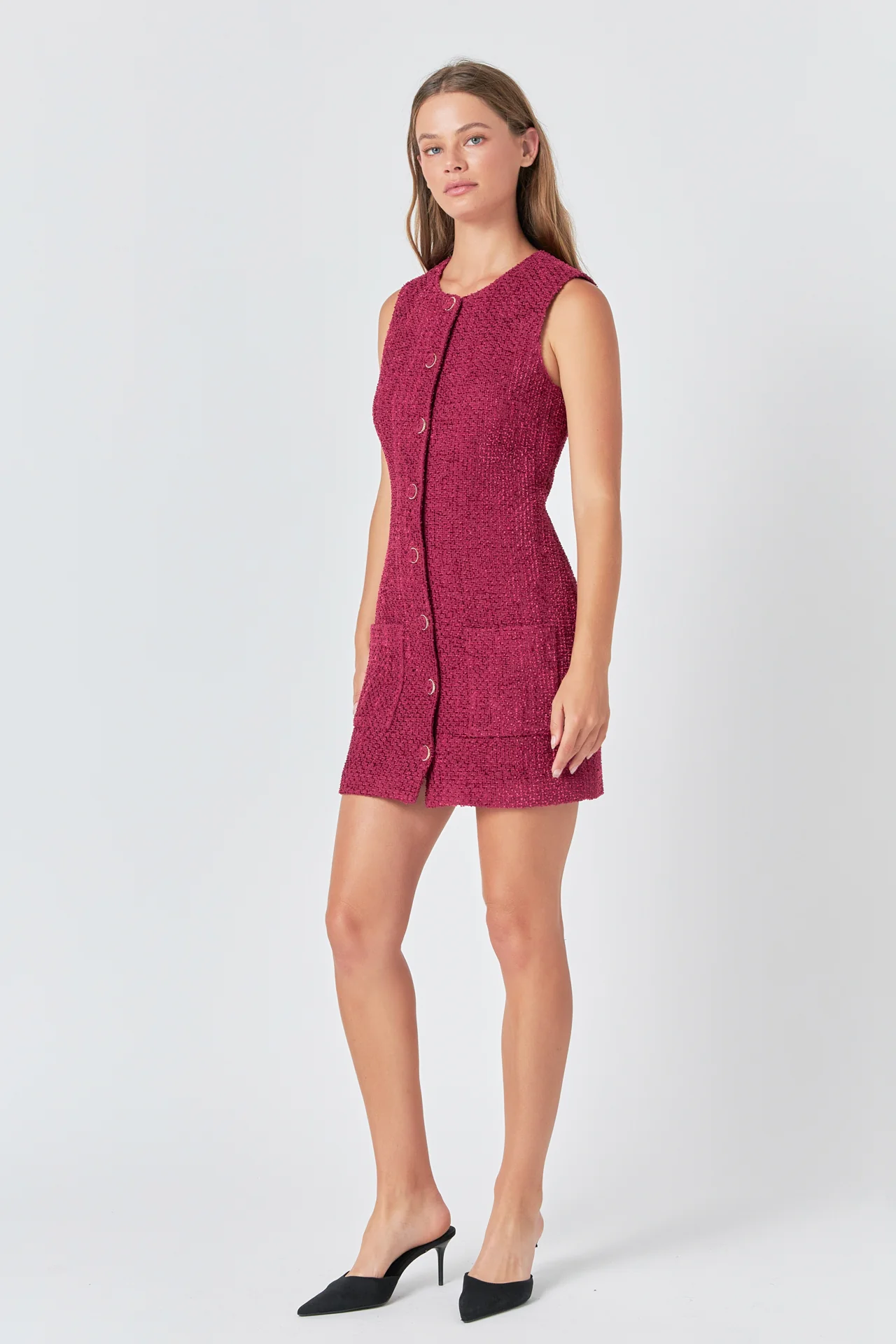 Sleeveless Tweed Mini Dress