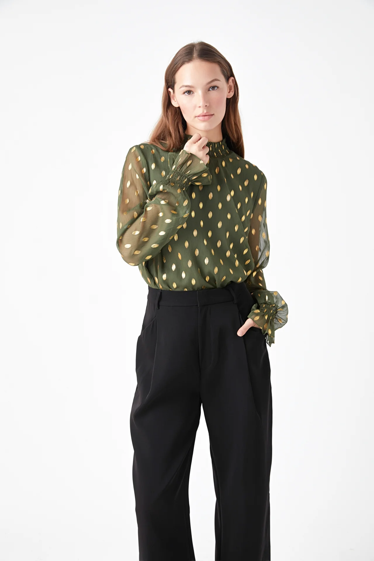 Polka Dot Chiffon Blouse