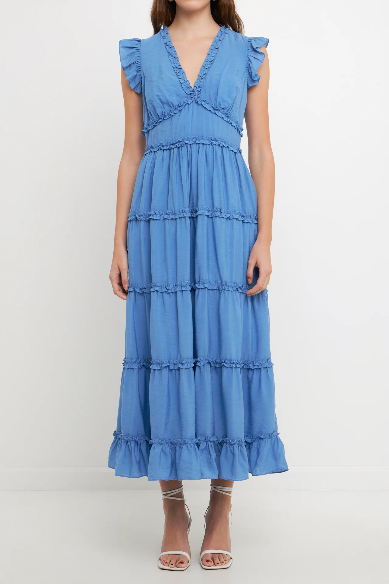 Ruffle Detail Tiered Long Dress