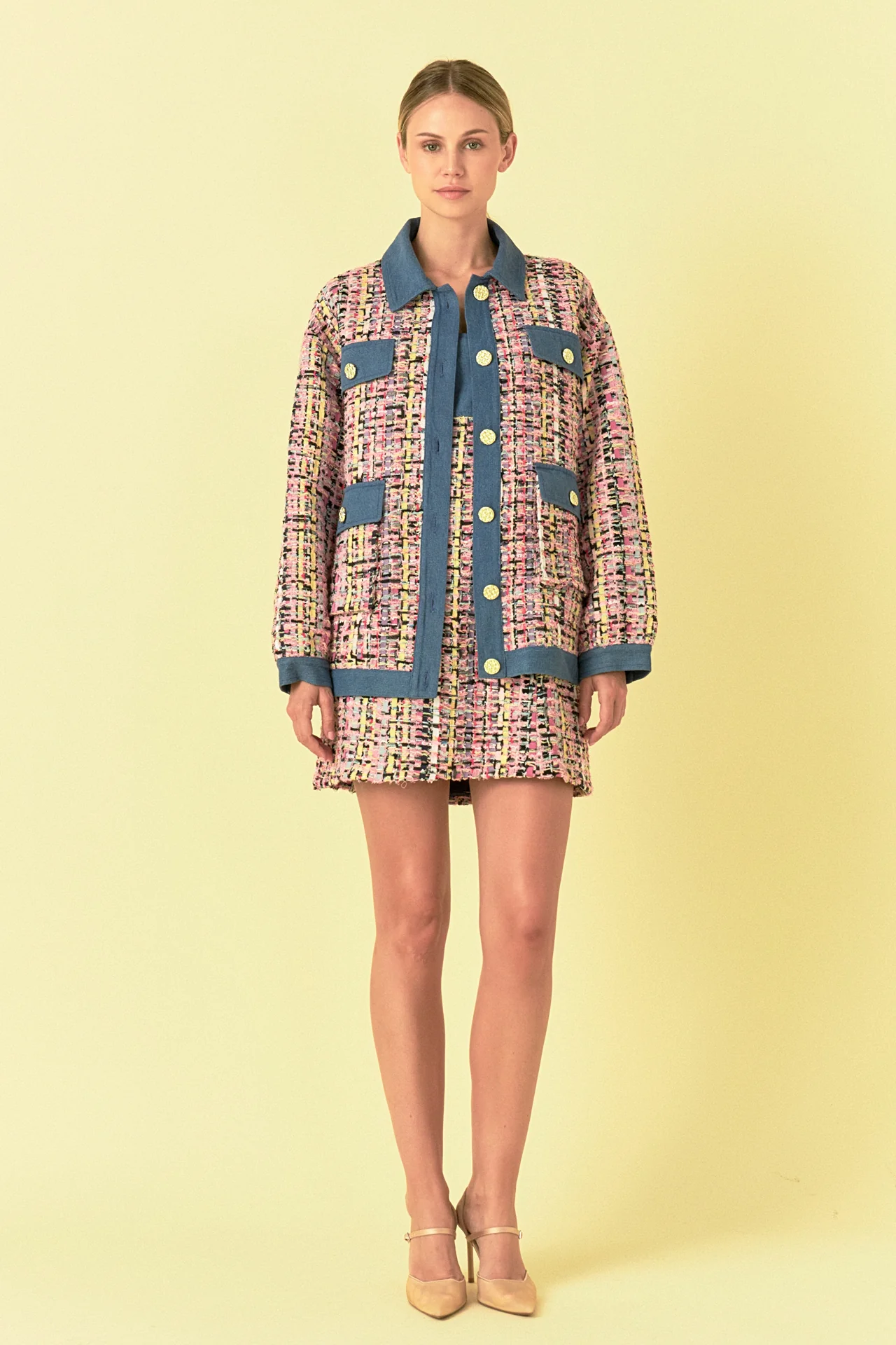 Premium Tweed & Denim Combo Jacket