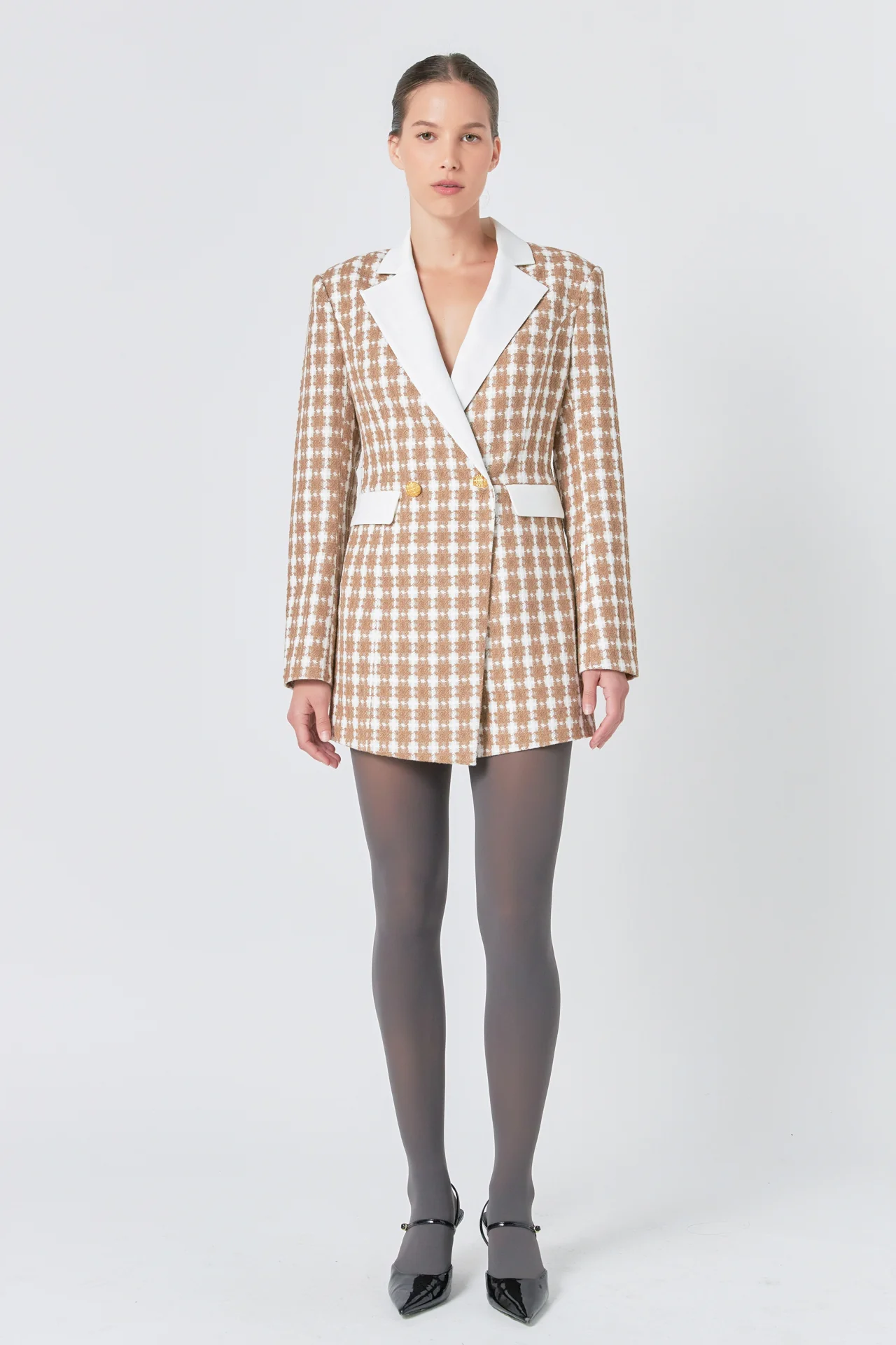 Premium Houndstooth Blazer Romper