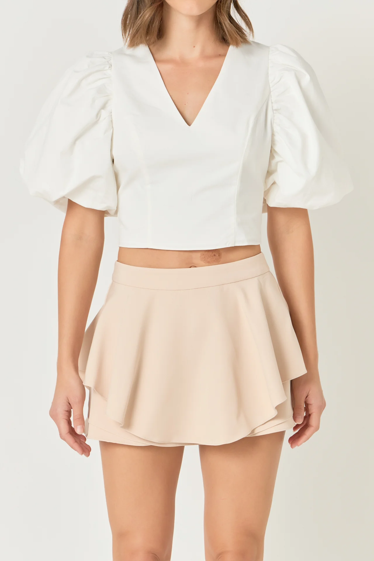 Exaggerated Sleeve Crop Top
